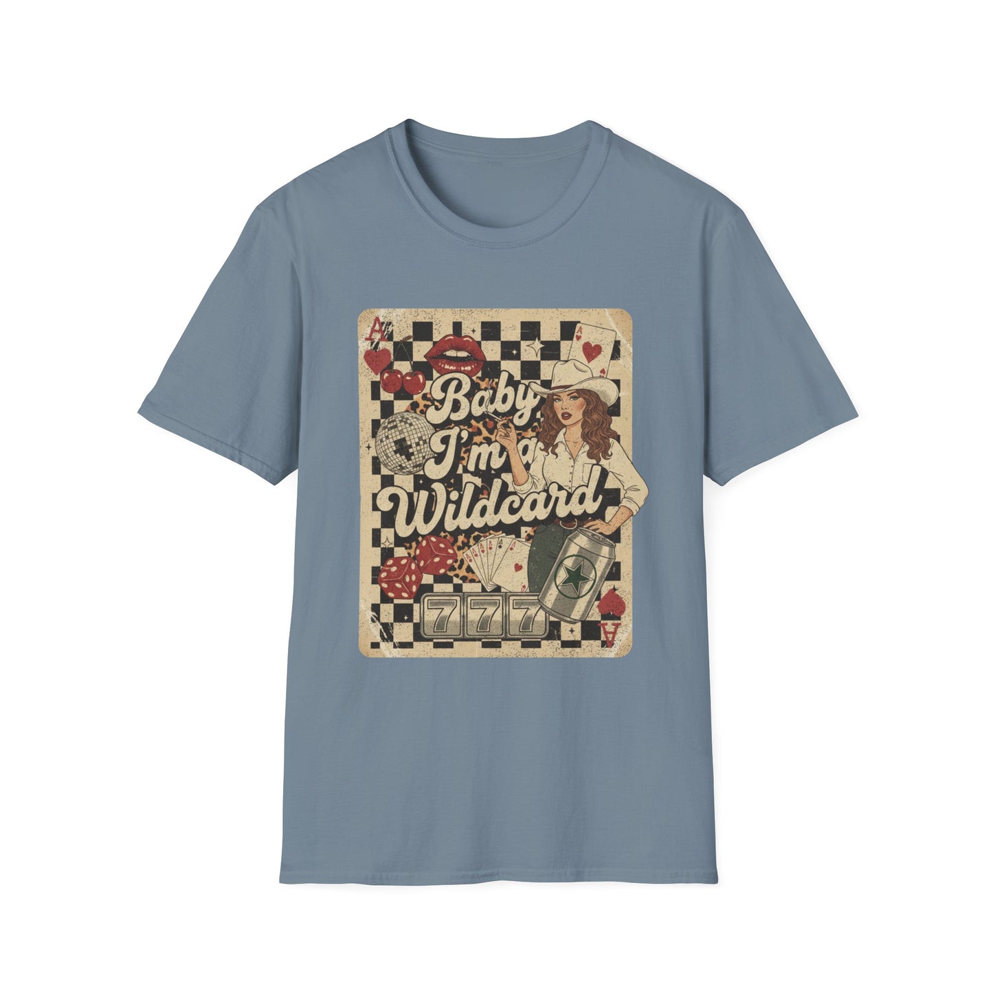 Wildcard Casino Graphic T-Shirt — "Baby I’m a Wildcard" Retro Pinup Tee