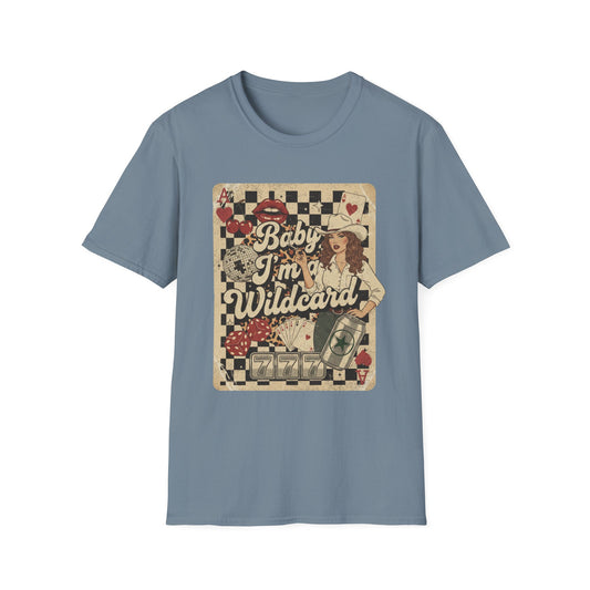 Wildcard Casino Graphic T-Shirt — "Baby I’m a Wildcard" Retro Pinup Tee