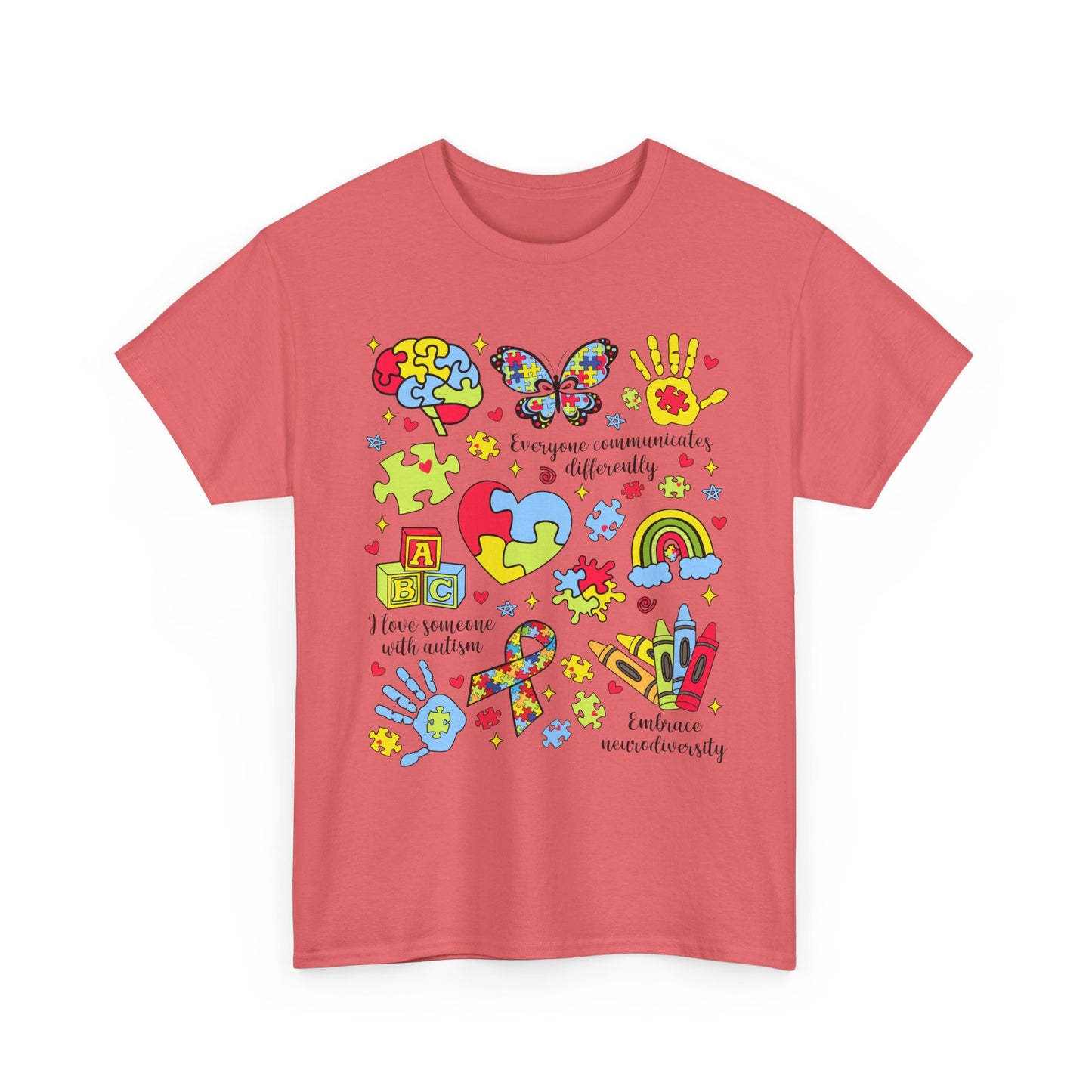 Autism Awareness Graphic Tee — Colorful Puzzle Heart & Hands Design