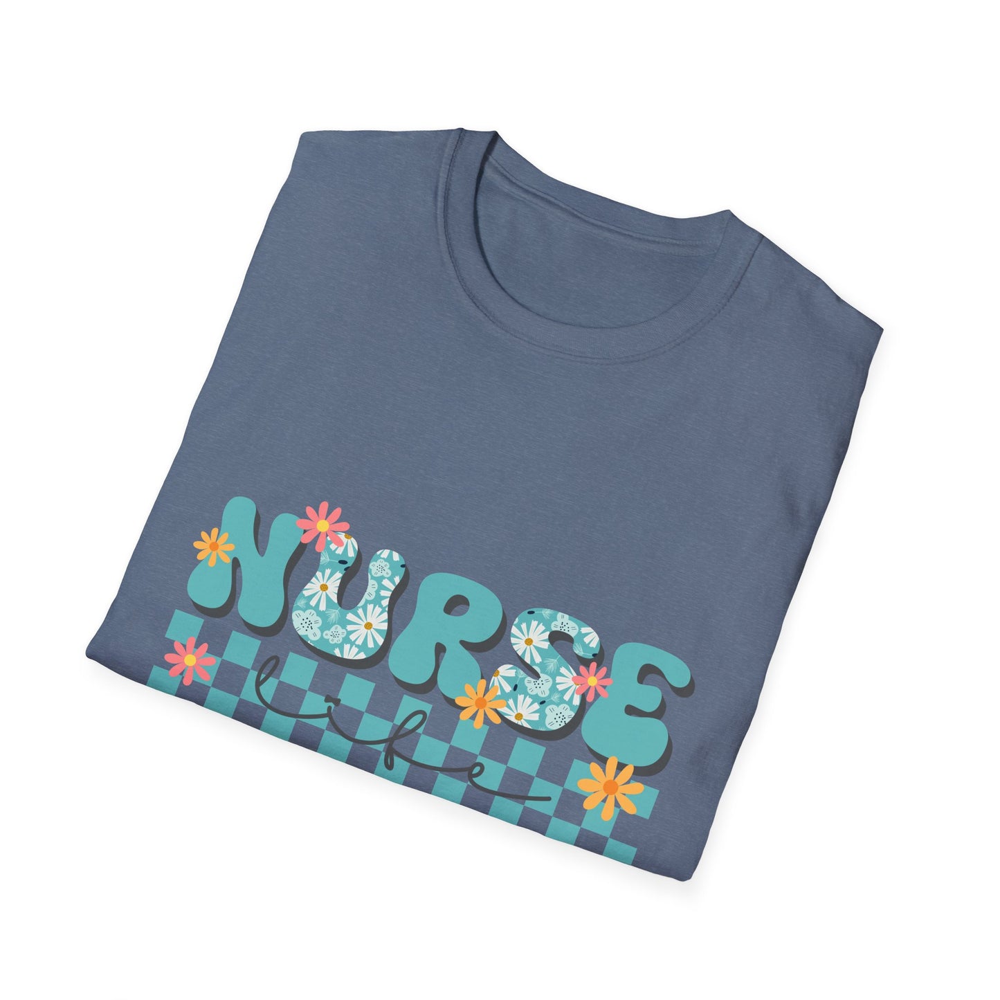 Nurse Floral Checkerboard T-Shirt