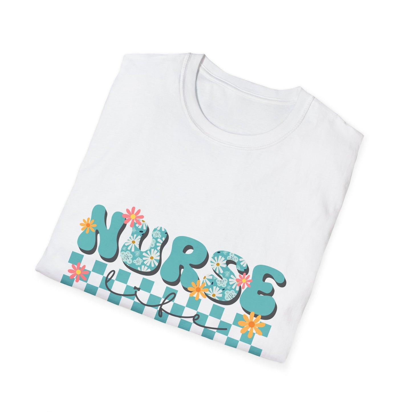 Nurse Floral Checkerboard T-Shirt