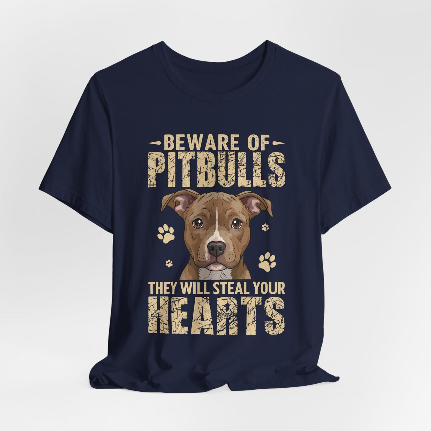 Pitbull Lover T-Shirt — "Beware of Pitbulls They Will Steal Your Hearts" Cute Dog Tee