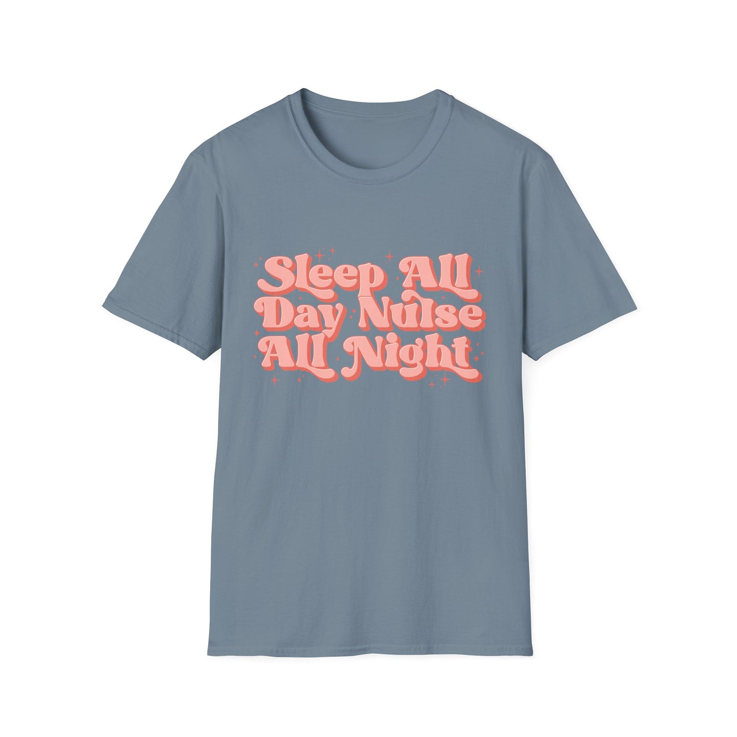 Sleep All Day Nurse All Night T-Shirt — Cute Retro Nurse Tee for Healthcare Workers