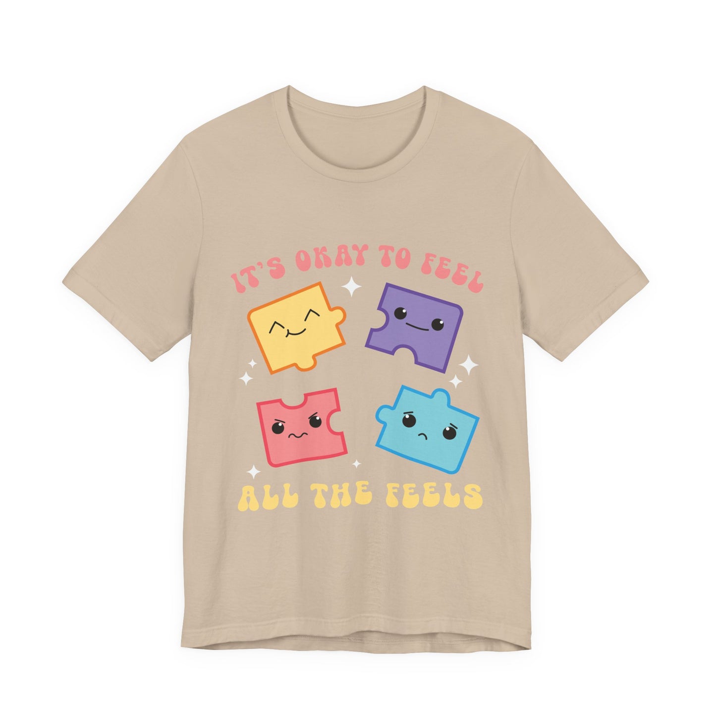 “It’s Okay to Feel” Puzzle Pieces Tee — Mental Health Awareness Comfort Shirt