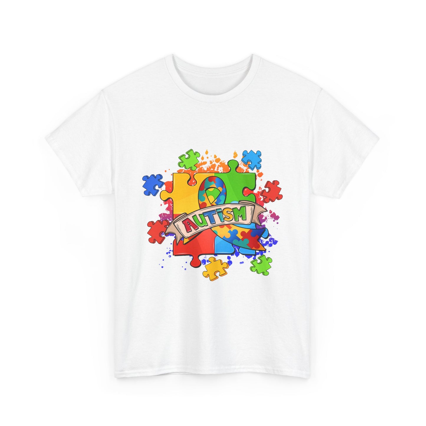 Autism Awareness Puzzle Tee – Colorful 'Autism' Ribbon Design