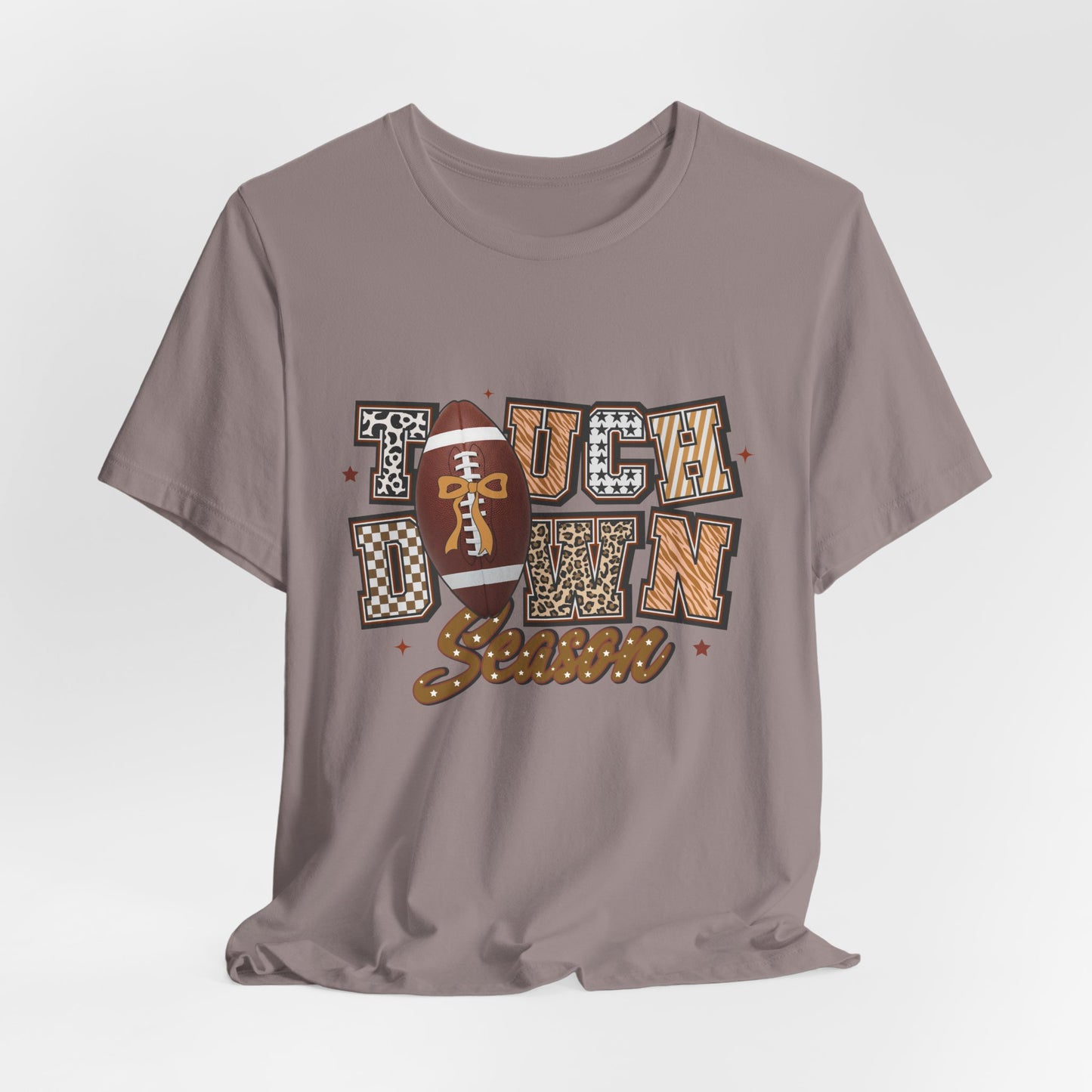 Touchdown Season Football T-Shirt — Retro Brown Leopard Print Design