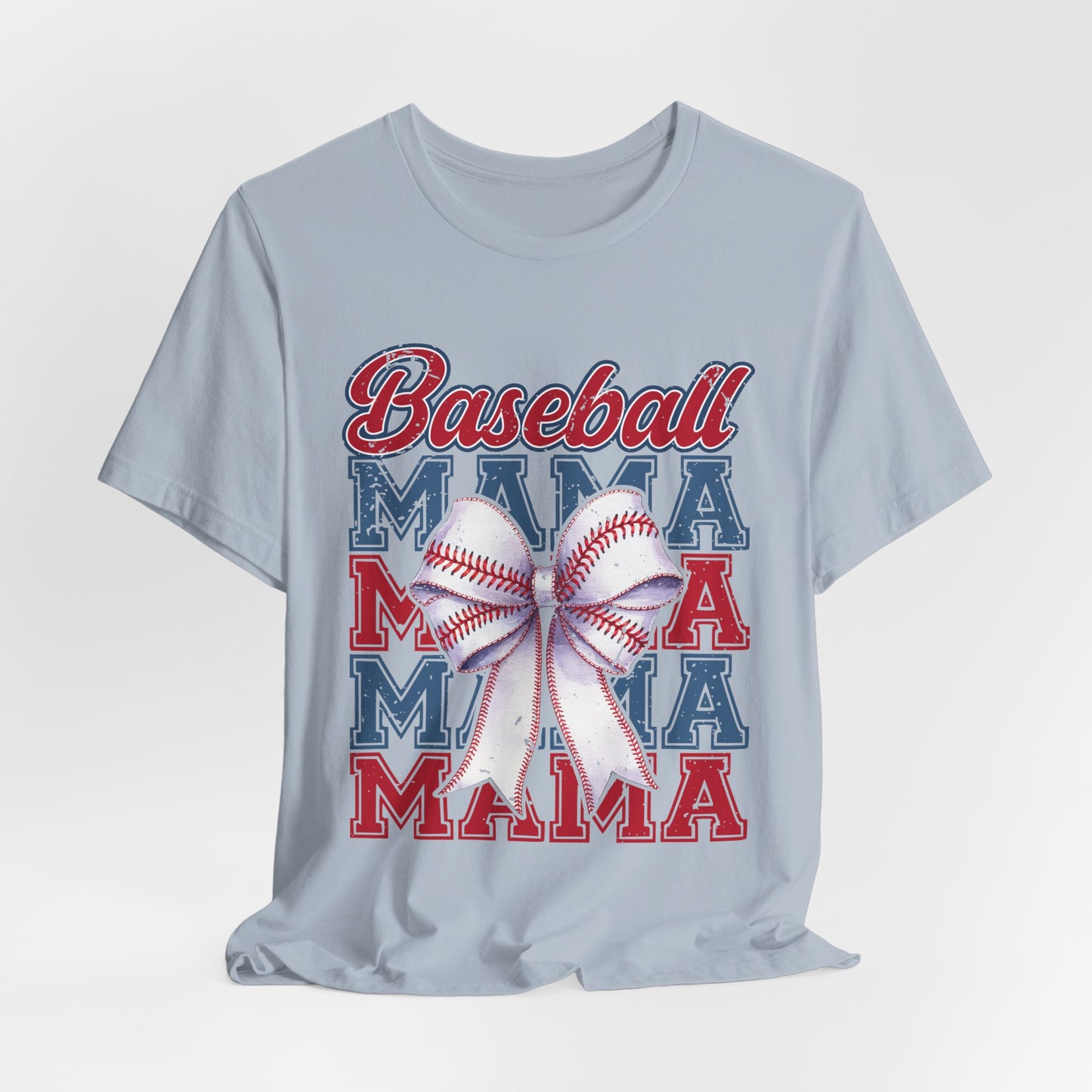 Baseball Mama Tee – Patriotic Bow Soft Cotton T‑Shirt for Baseball Moms