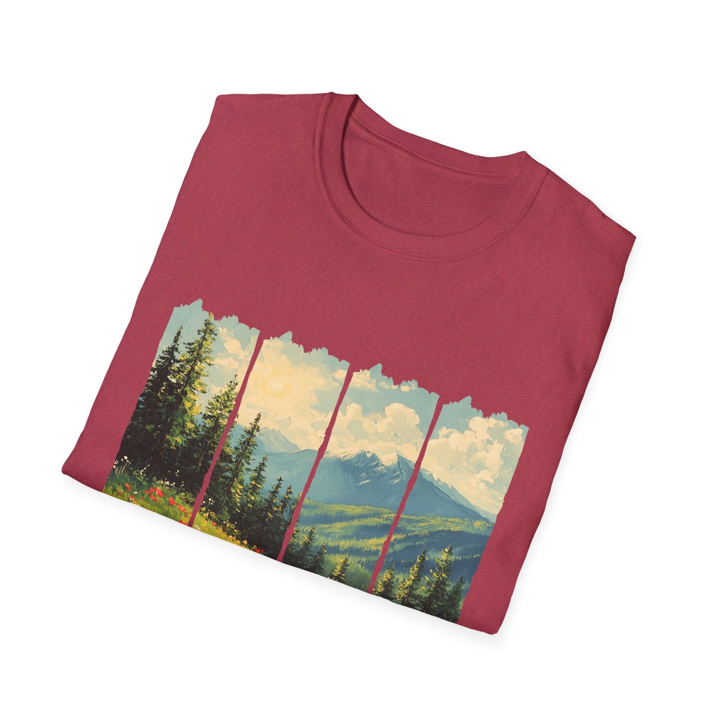 Mountain Meadow T-Shirt — Scenic Landscape Panel Tee