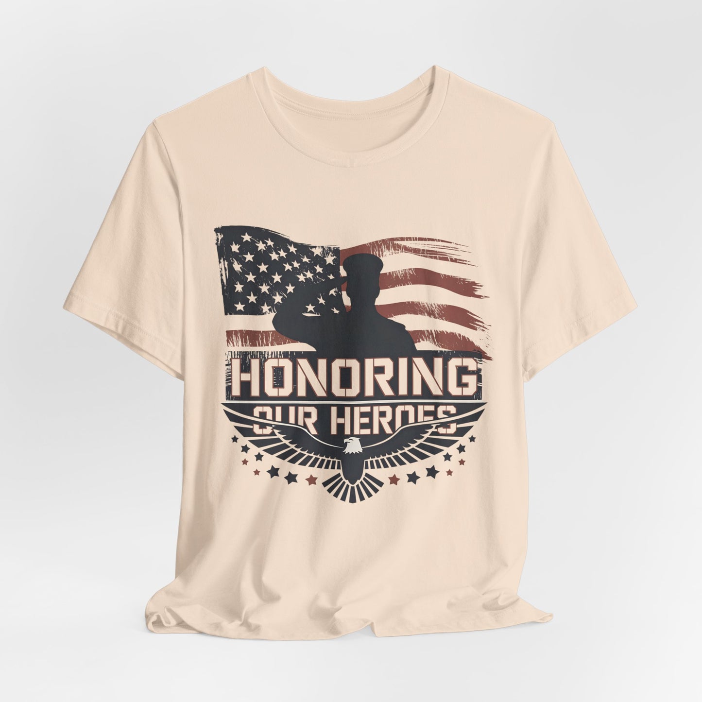 Honoring Our Heroes T-Shirt — American Flag Salute Veteran Memorial Tee