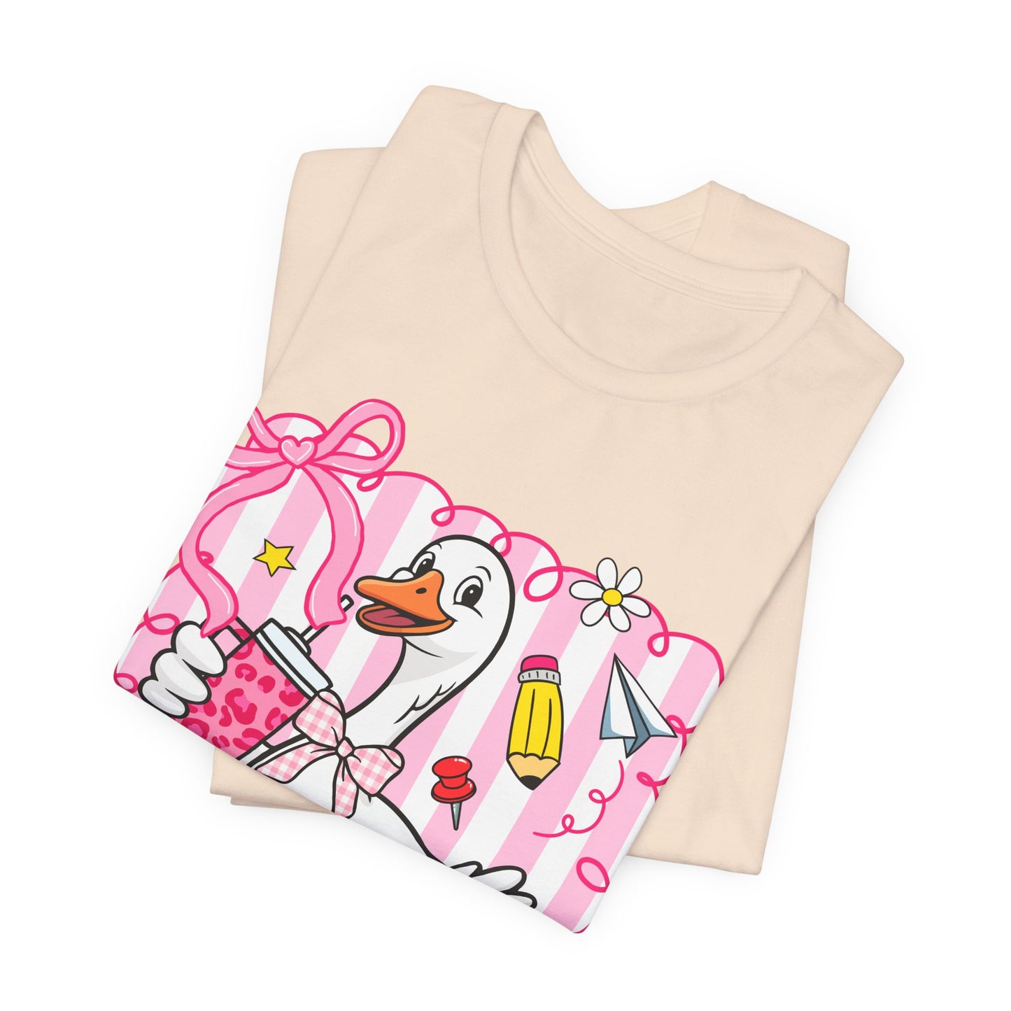 Cute Goose Graphic Tee — School Supplies Back-to-School T-Shirt