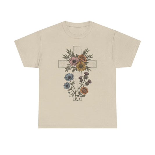 Faith Floral T‑Shirt — "Even in the Chaos His Grace Still Finds Me" Inspirational Tee