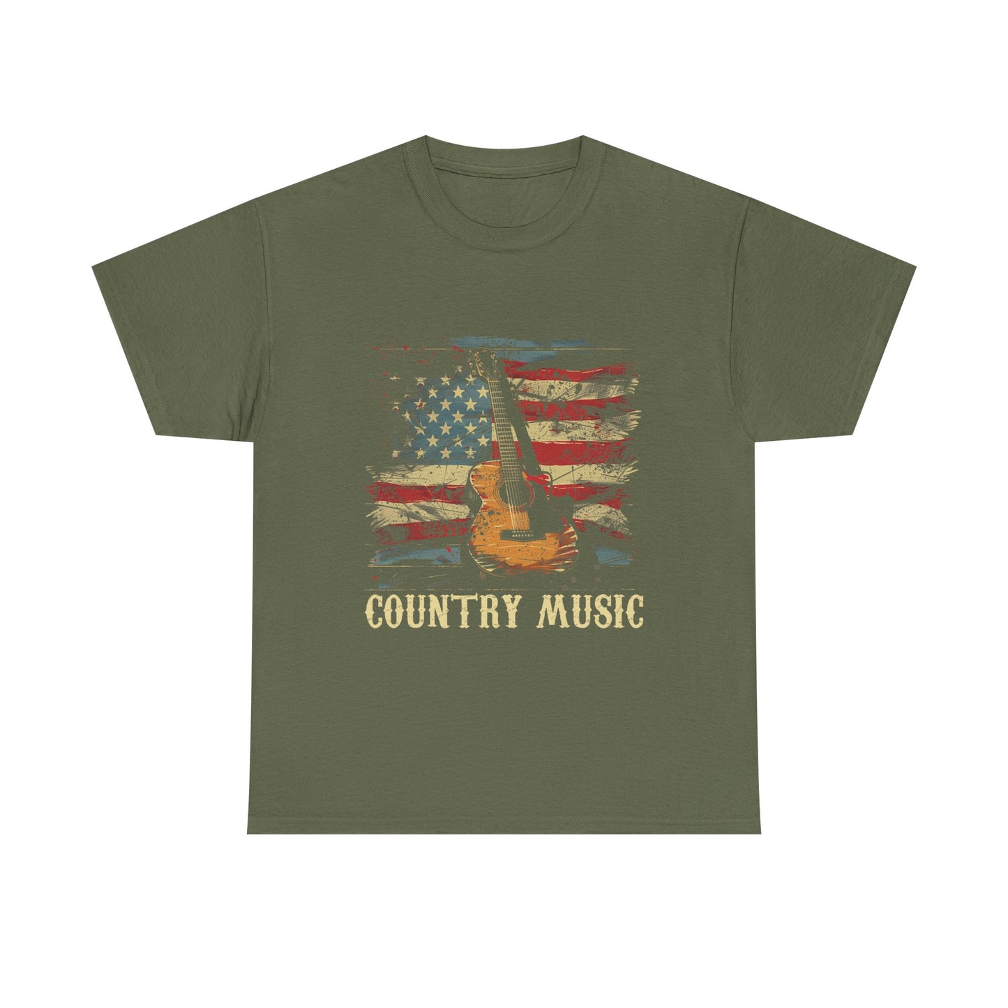 Country Music Guitar Tee — Vintage American Flag Acoustic Shirt