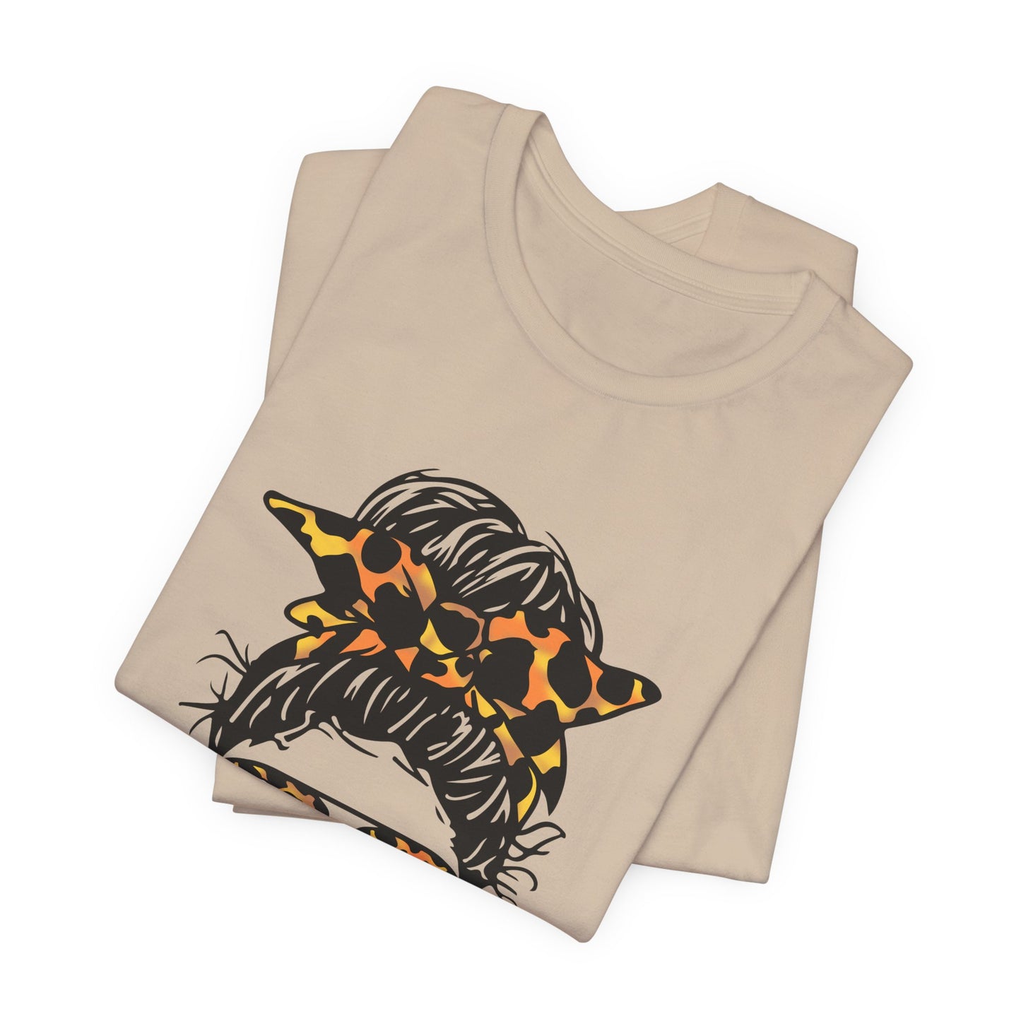 Dog Mom T-Shirt – "Kinda Busy Being a Dog Mom" Leopard Print Messy Bun Tee