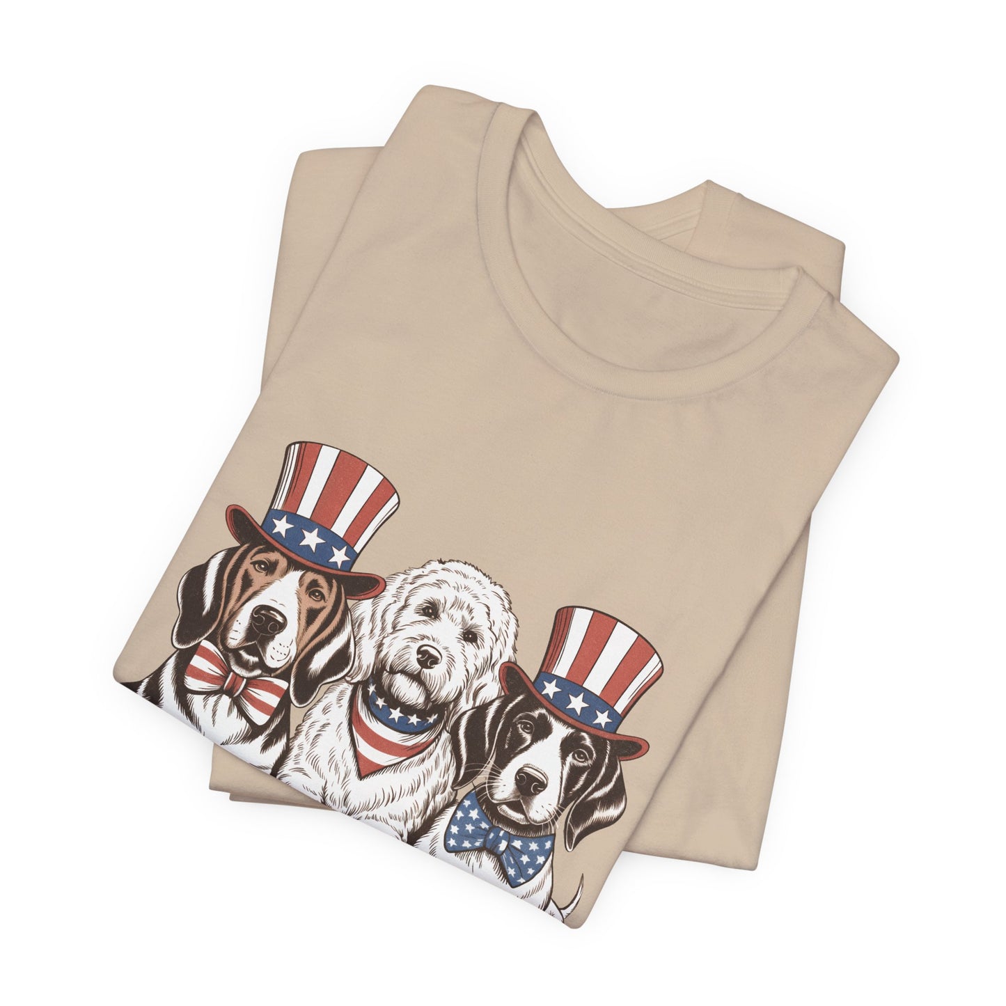 Patriotic Puppies T-Shirt — 4th of July Dog Tee with Uncle Sam Hats