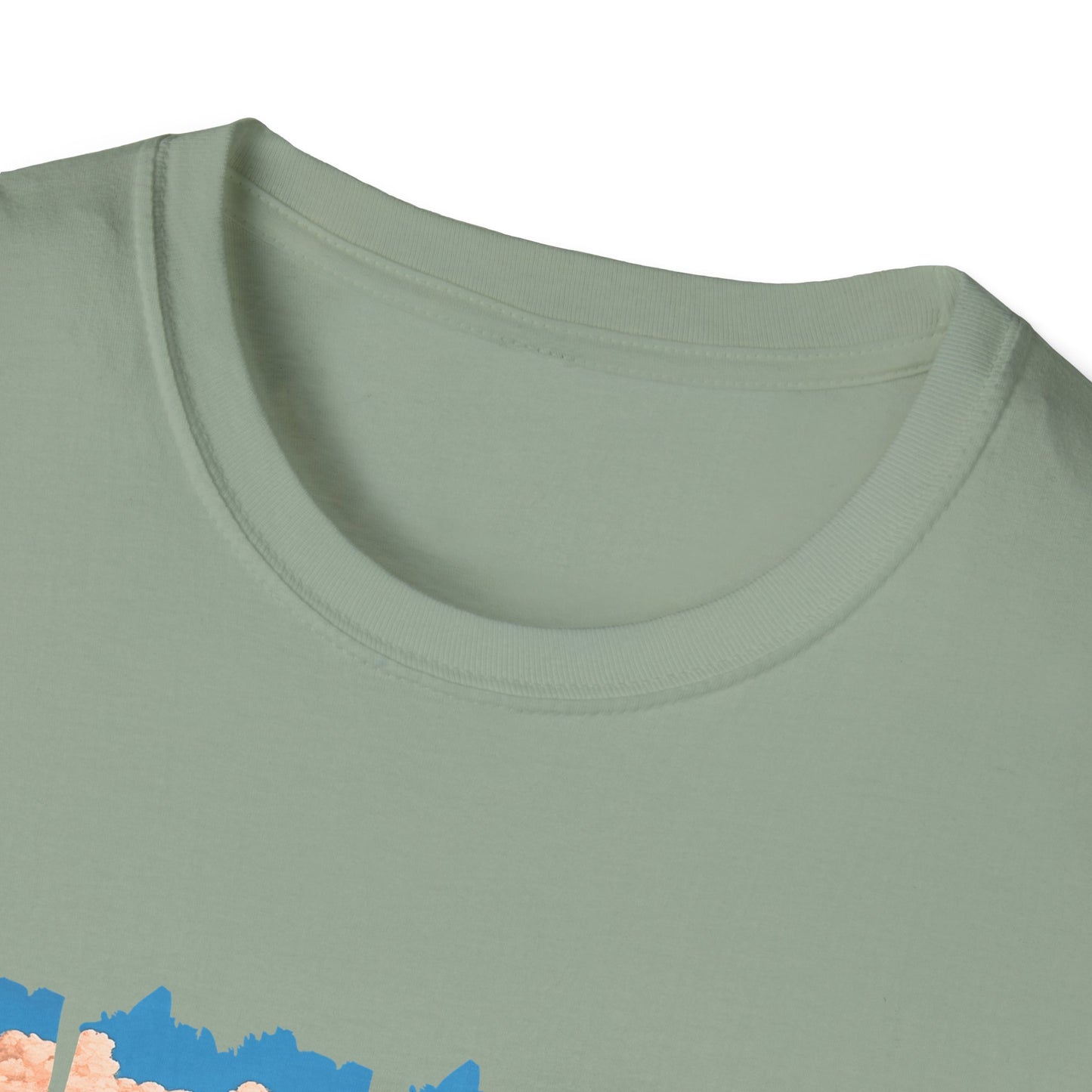 Scenic Meadow Sunrise T-Shirt — Vintage Window Pane Mountain Landscape Tee
