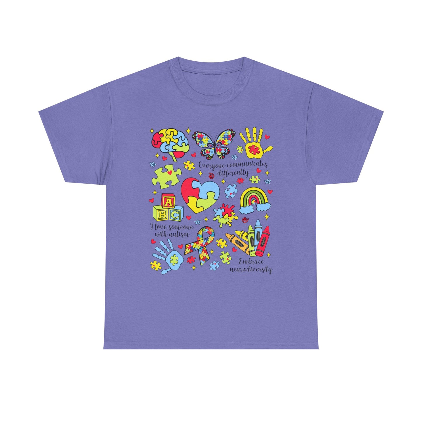 Autism Awareness Graphic Tee — Colorful Puzzle Heart & Hands Design