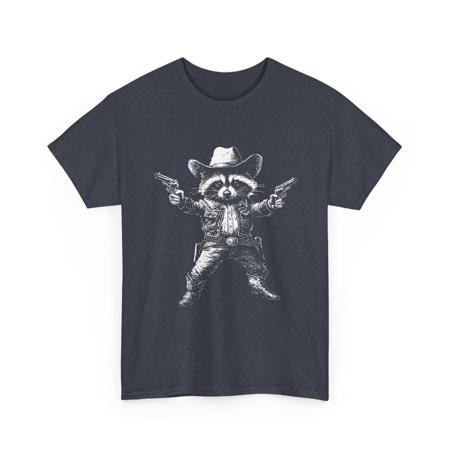 Cowboy Raccoon Graphic Tee — Western Gunslinger Vintage Style Shirt