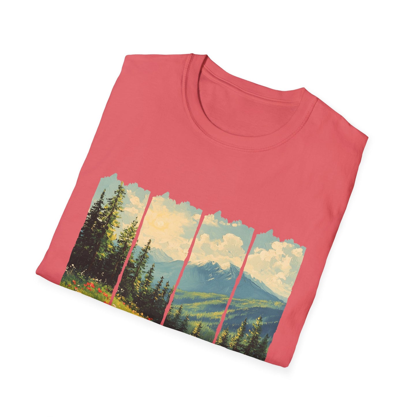Mountain Meadow T-Shirt — Scenic Landscape Panel Tee