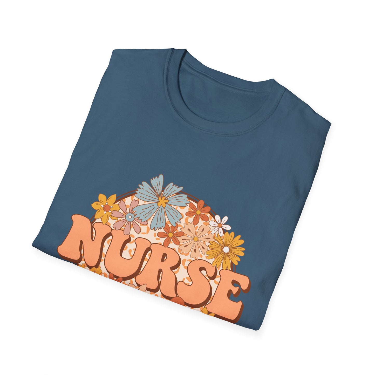 Nurse Floral Retro Tee — "NURSE" Vintage Flower Graphic T-Shirt