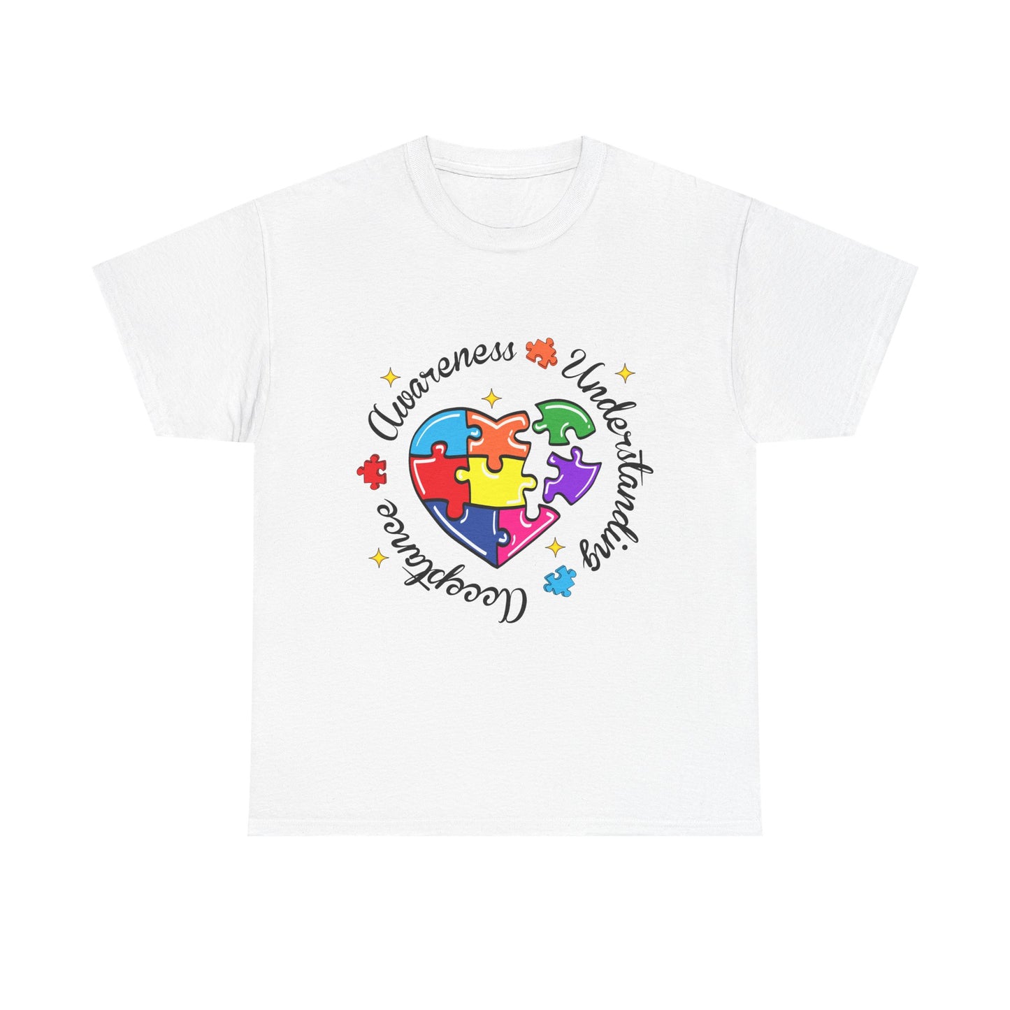 Autism Awareness Puzzle Heart T-Shirt – 'Awareness, Understanding, Acceptance'