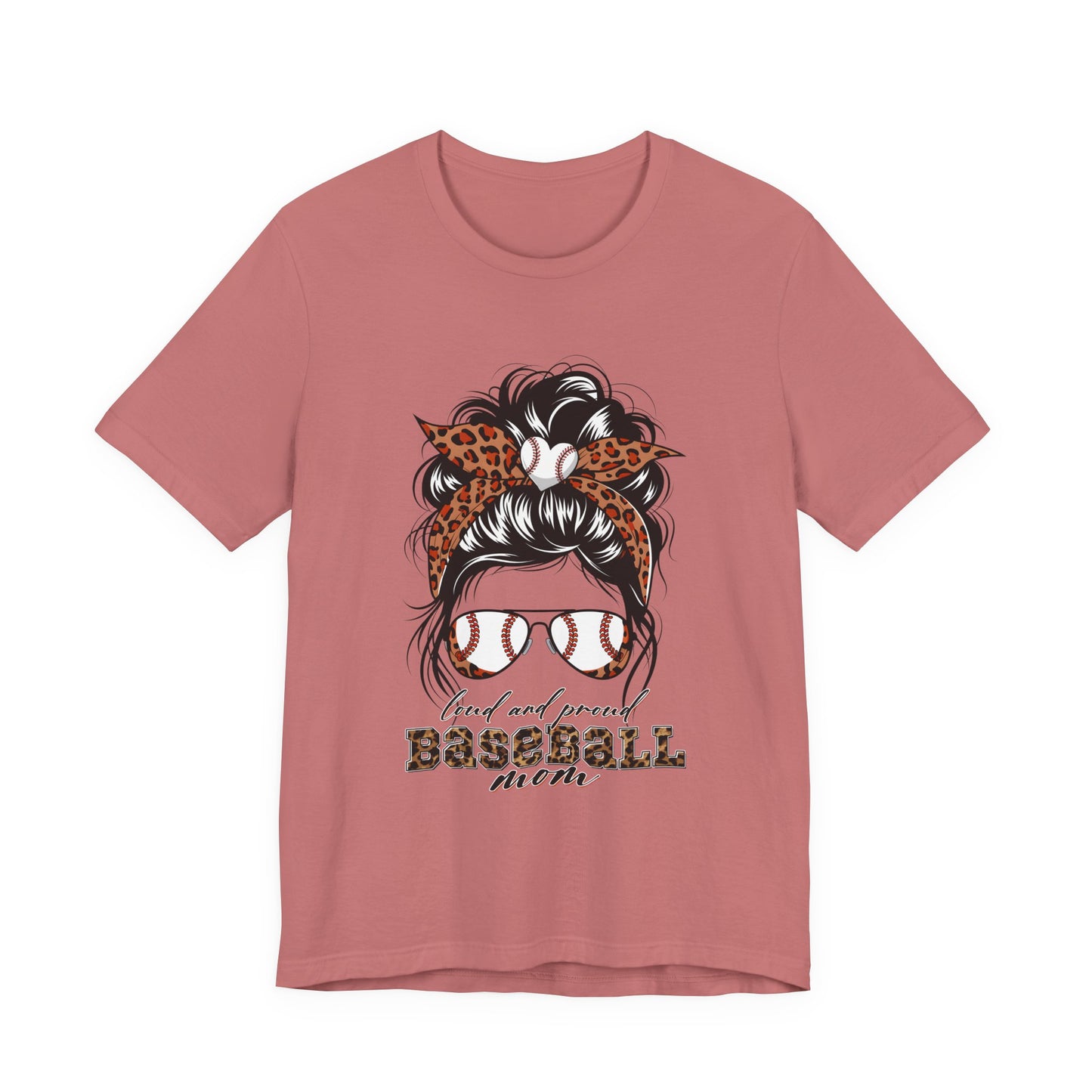 Baseball Mom Graphic Tee — Leopard Hairbow, Sunnies & "Baseball Mom" Text