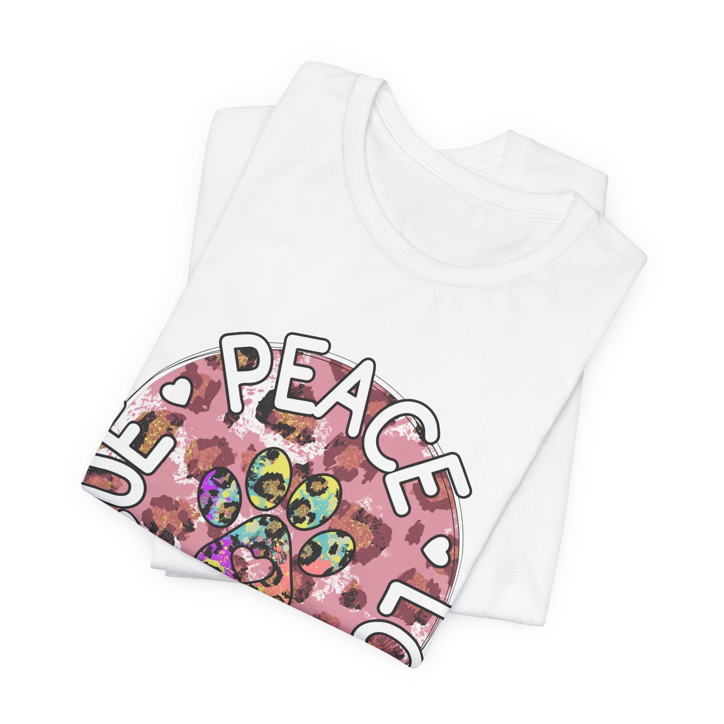 Peace Love Rescue Graphic Tee — Pet Rescue Paw Print Shirt