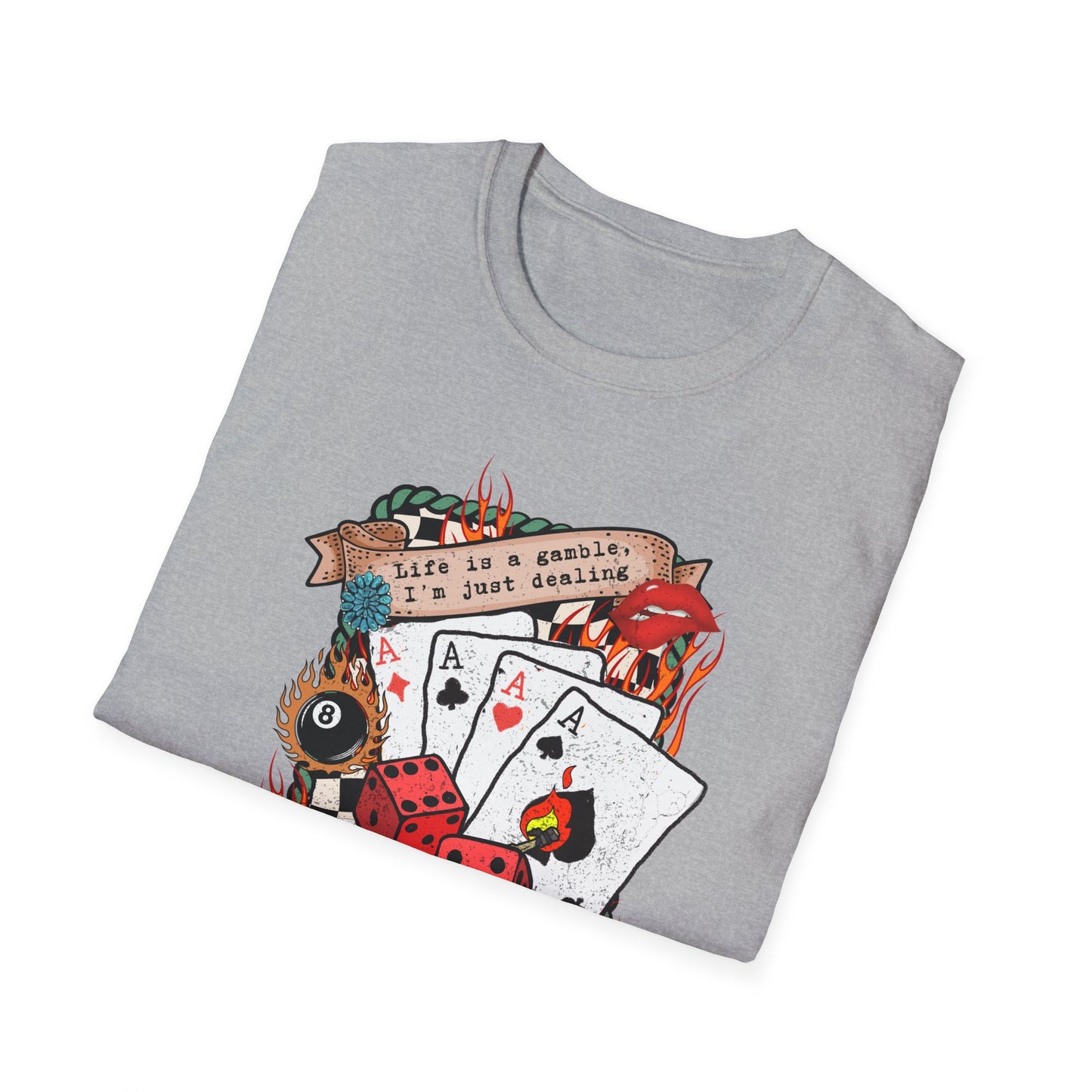Casino Night Graphic T-Shirt — Aces, Dice & Retro Gaming Design