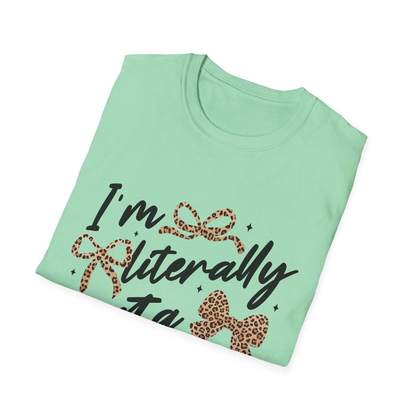 Teacher Graphic Tee — "I'm Literally Just a Teacher" Leopard Bow