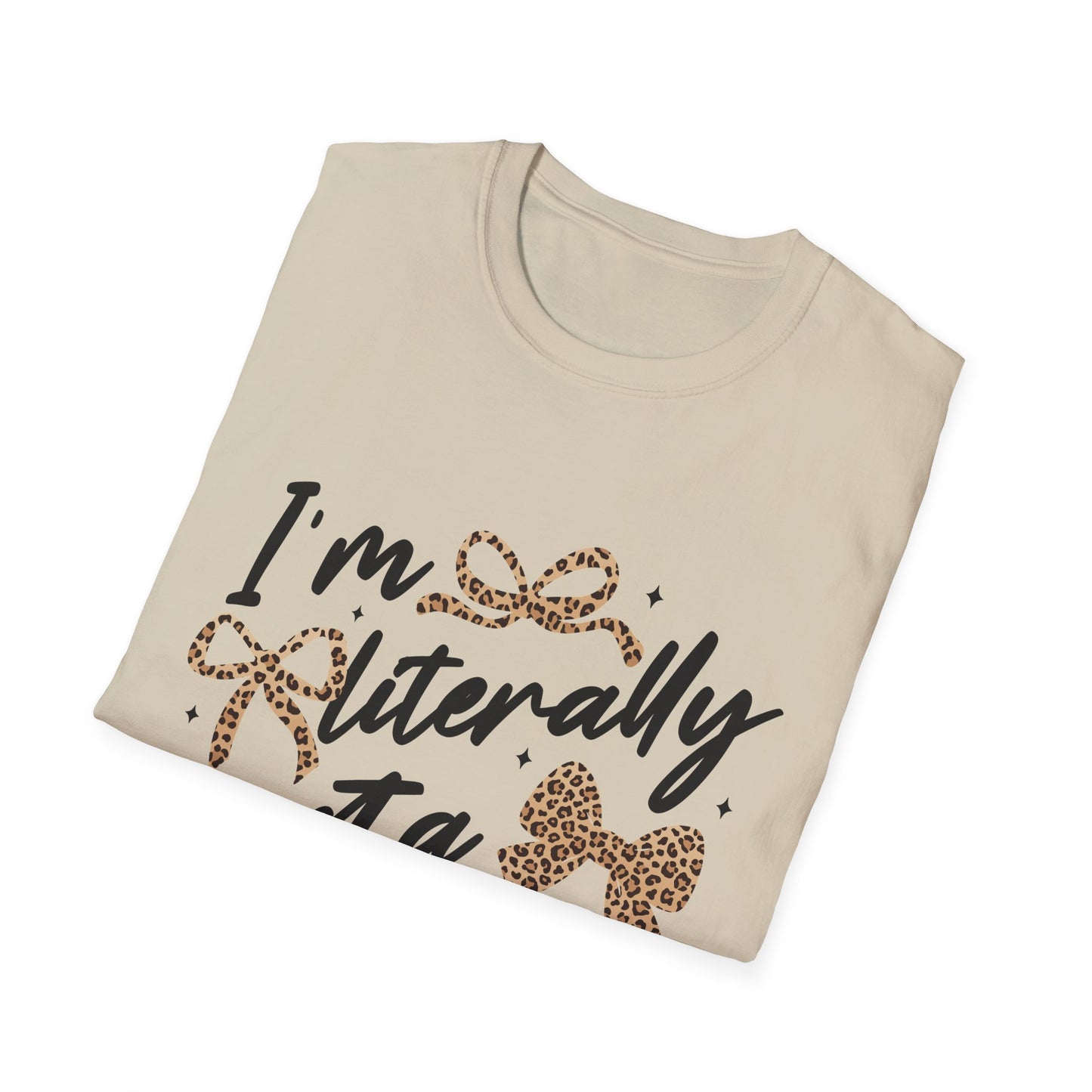 Teacher Graphic Tee — "I'm Literally Just a Teacher" Leopard Bow