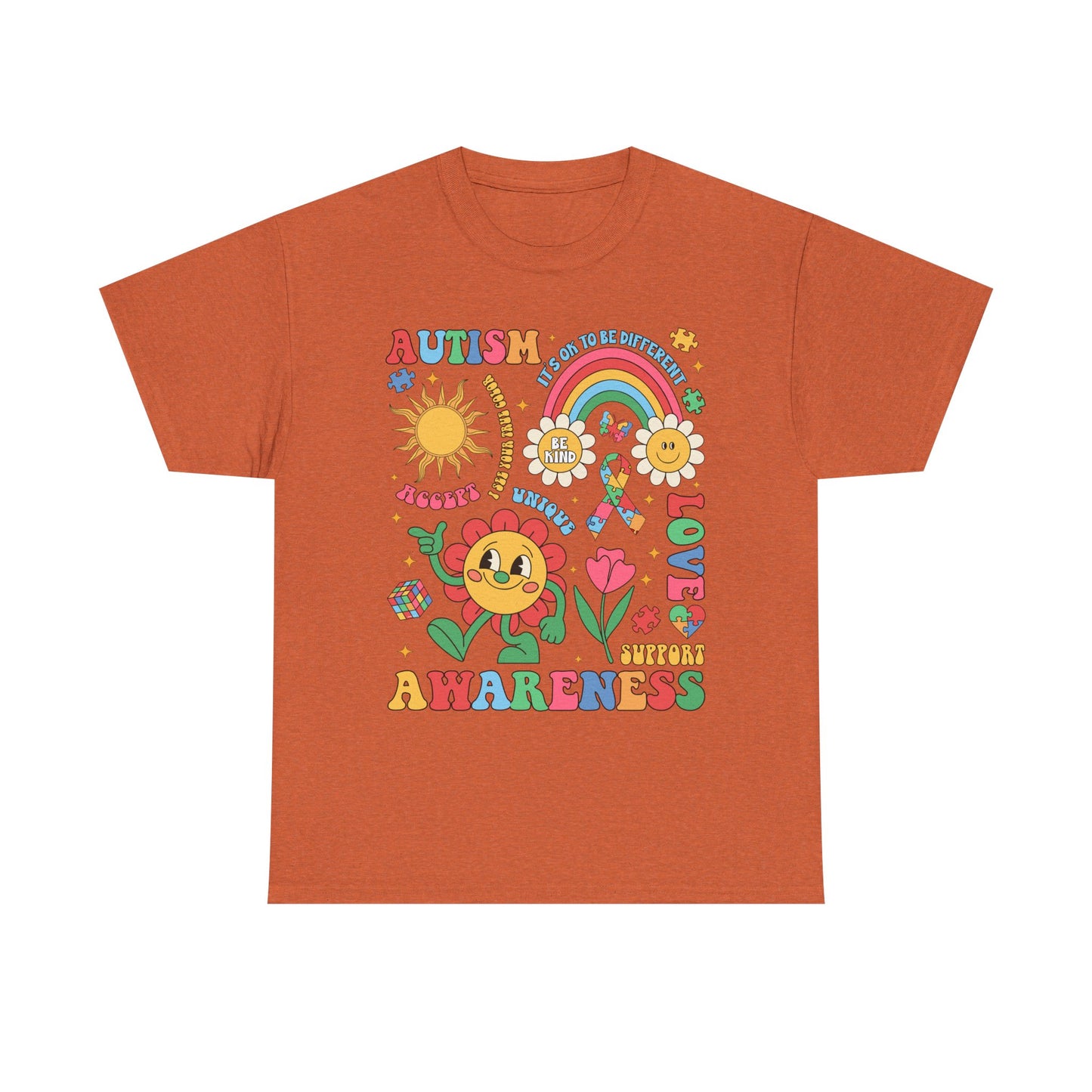 Autism Awareness Rainbow Floral Tee — Love, Support & Awareness T-Shirt