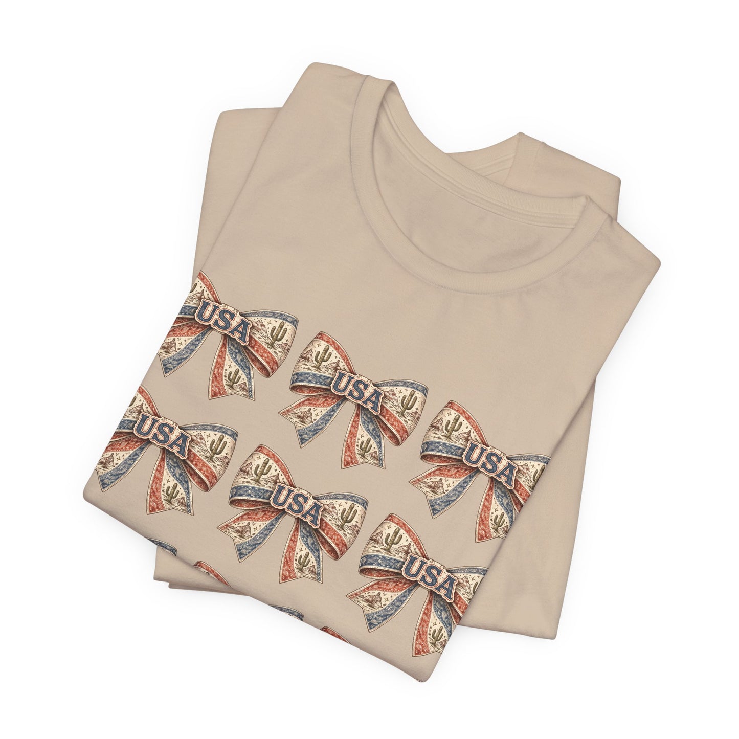USA Patriotic Bow Pattern T-Shirt