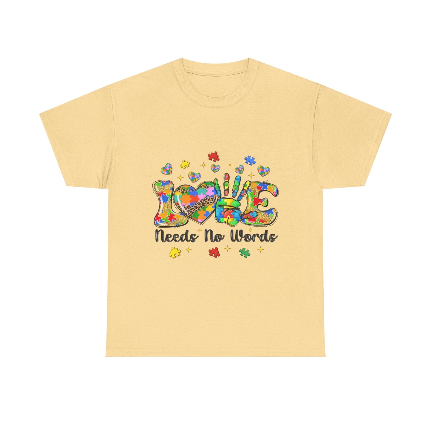 T-Shirt — "Love Needs No Words" Autism Awareness Graphic Tee