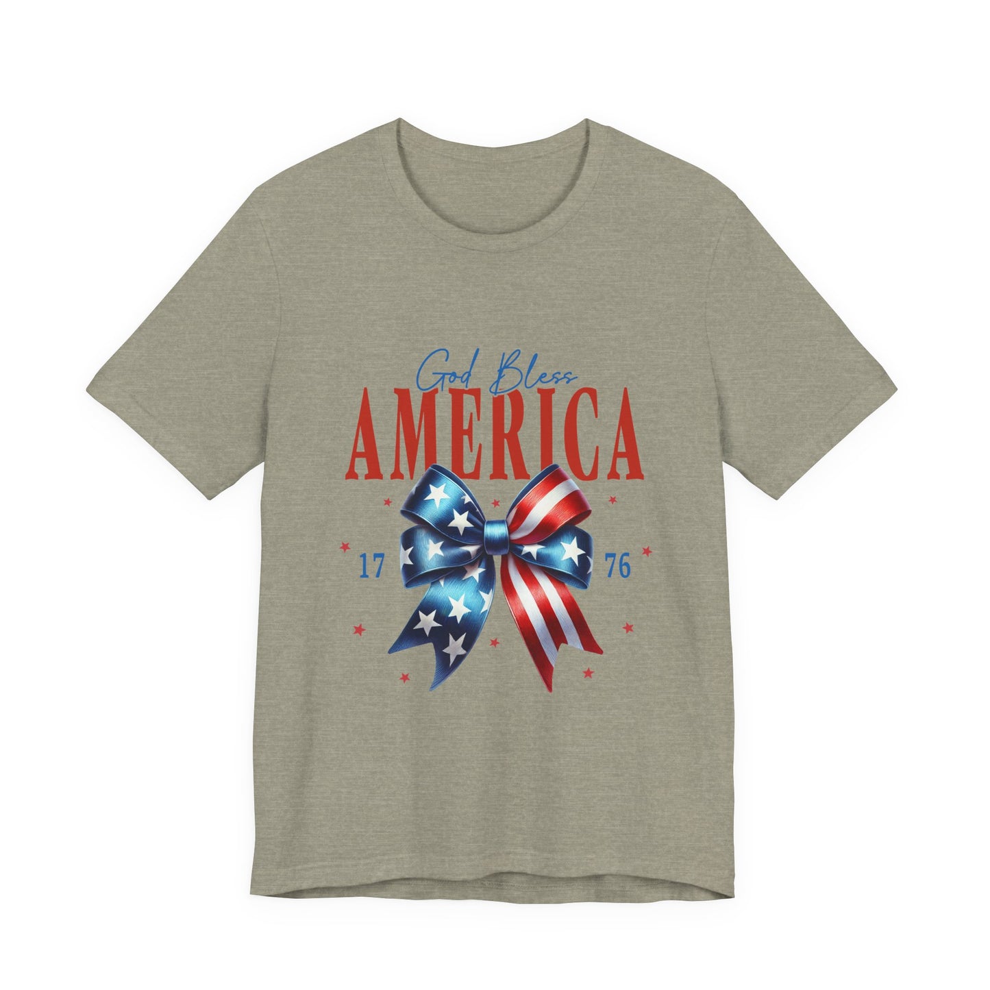 God Bless America Bow T-Shirt — Patriotic 1776 Fourth of July Tee