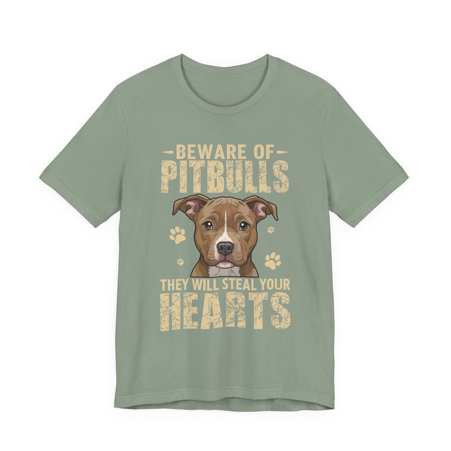 Pitbull Lover T-Shirt — "Beware of Pitbulls They Will Steal Your Hearts" Cute Dog Tee