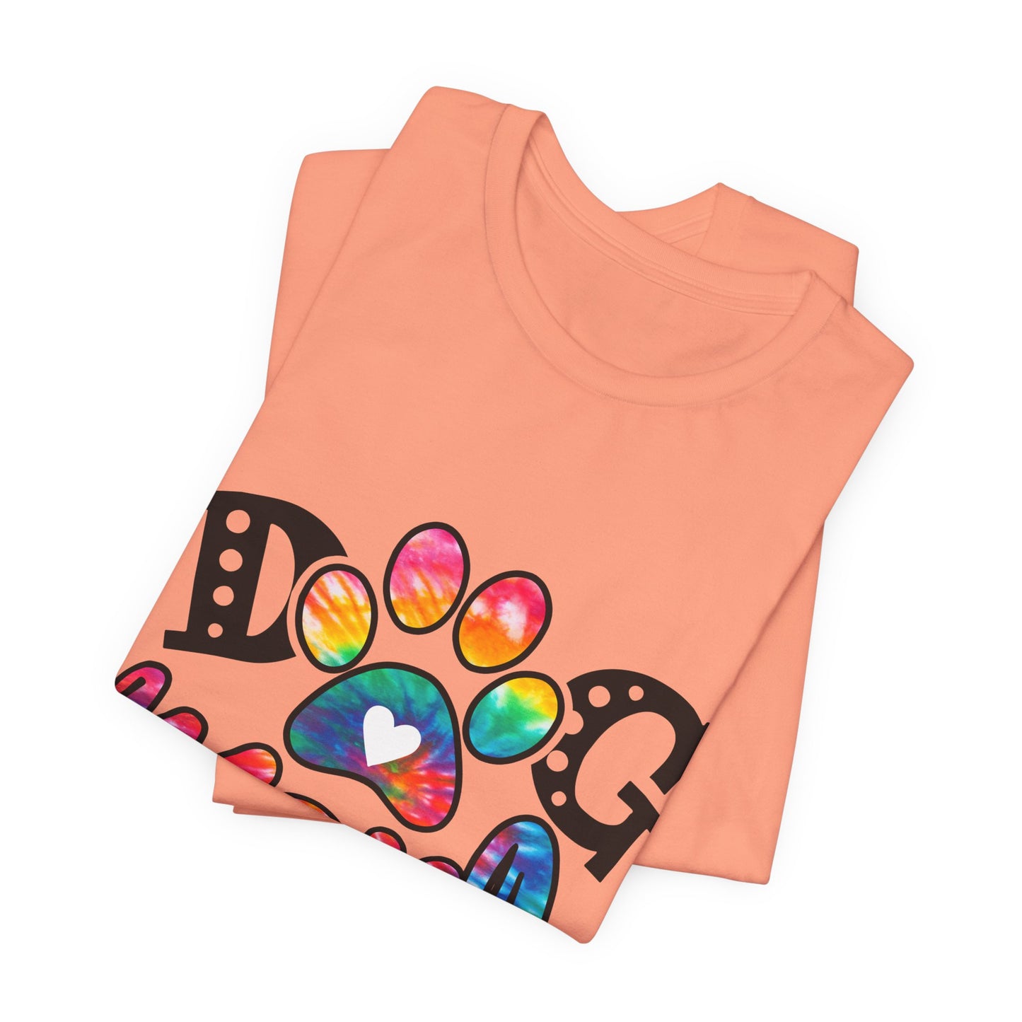 Dog Mom T-Shirt - Colorful Rainbow Paw Design