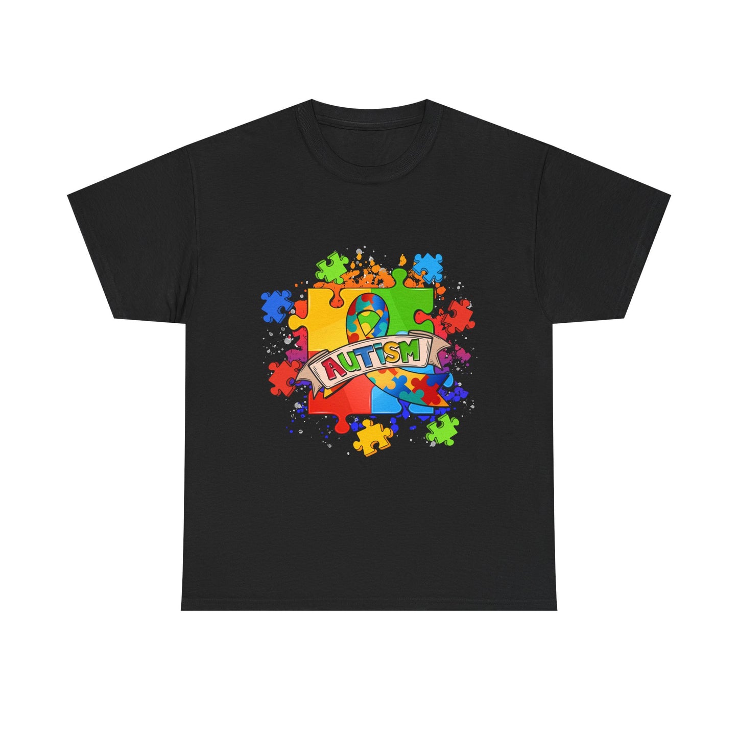 Autism Awareness Puzzle Tee – Colorful 'Autism' Ribbon Design