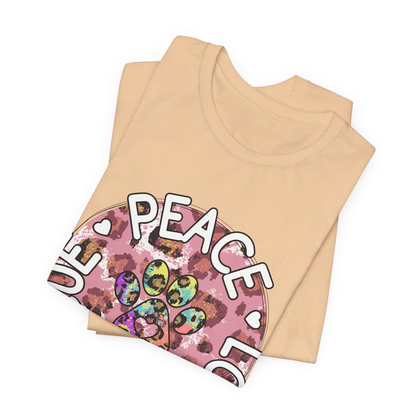 Peace Love Rescue Graphic Tee — Pet Rescue Paw Print Shirt