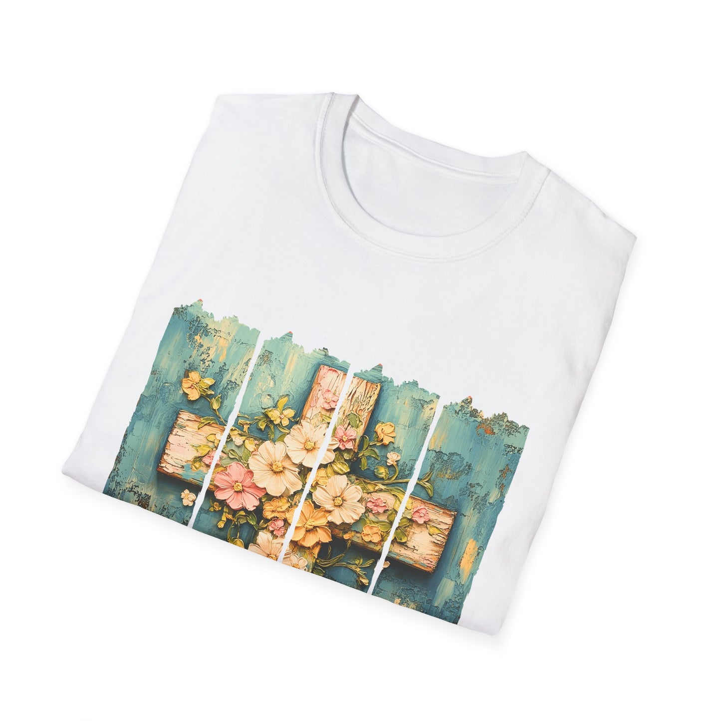 Floral Cross Christian T-Shirt — Faith, Hope & New Life Easter Tee