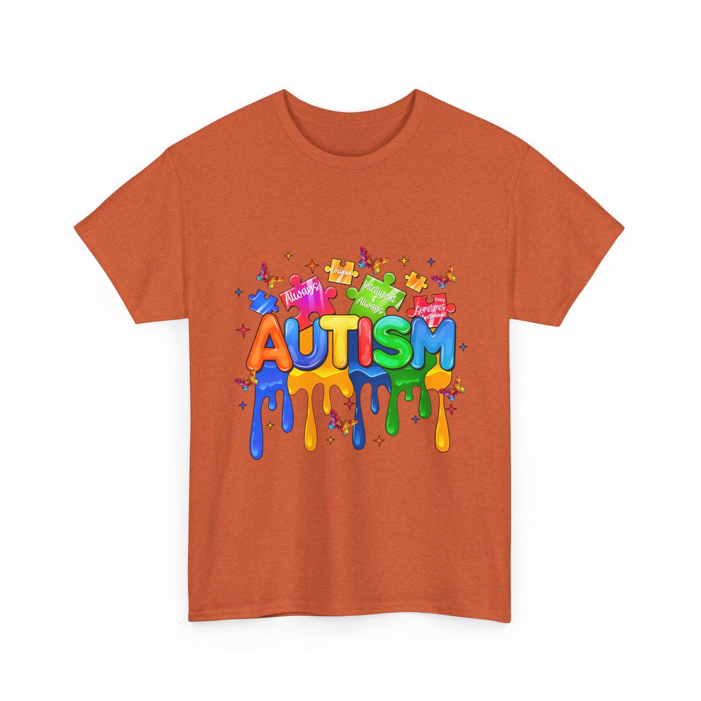 Autism Awareness Puzzle Heart T-Shirt — Colorful Drip Design