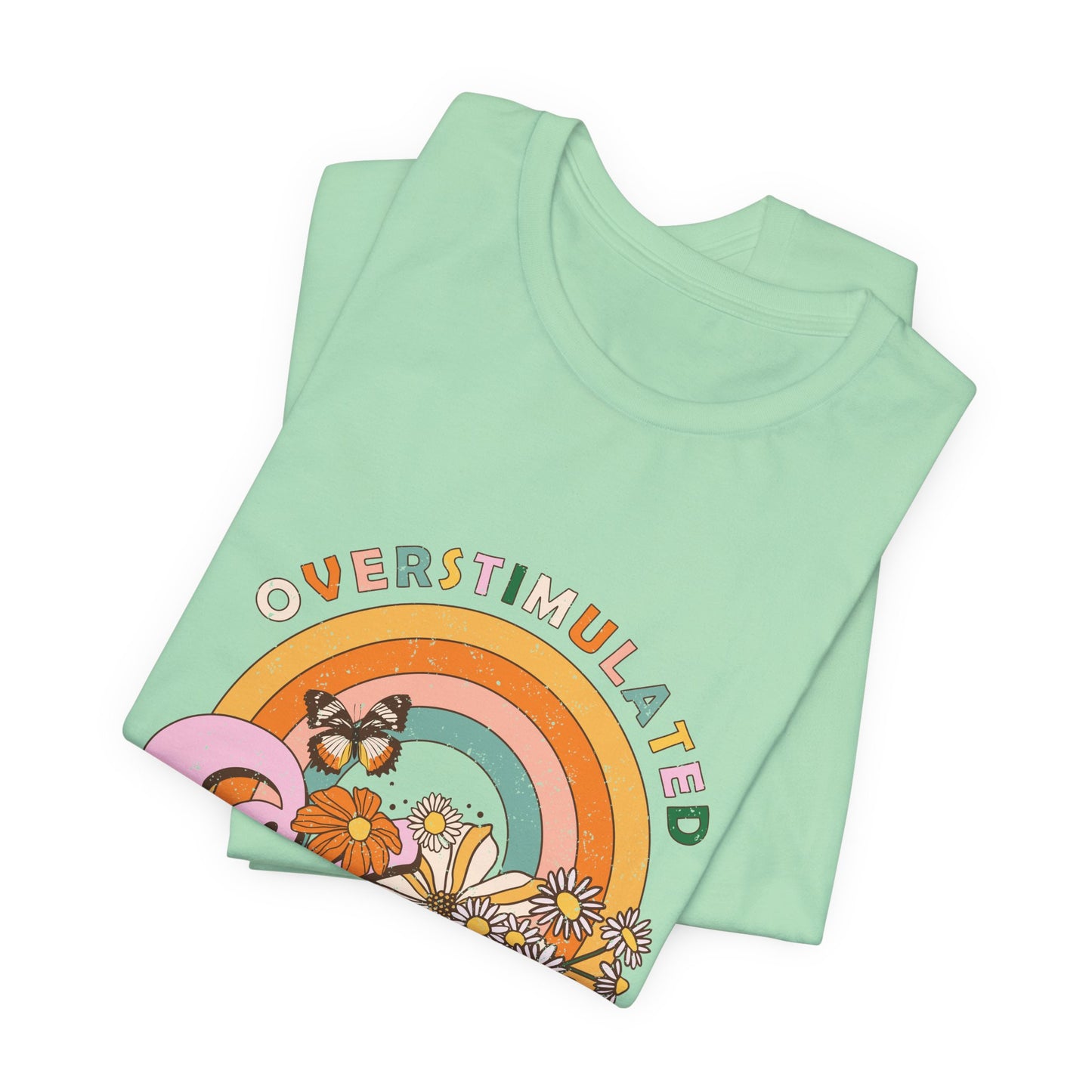 Overstimulated Moms Club Tee — Retro Rainbow Floral Mother's Day Shirt