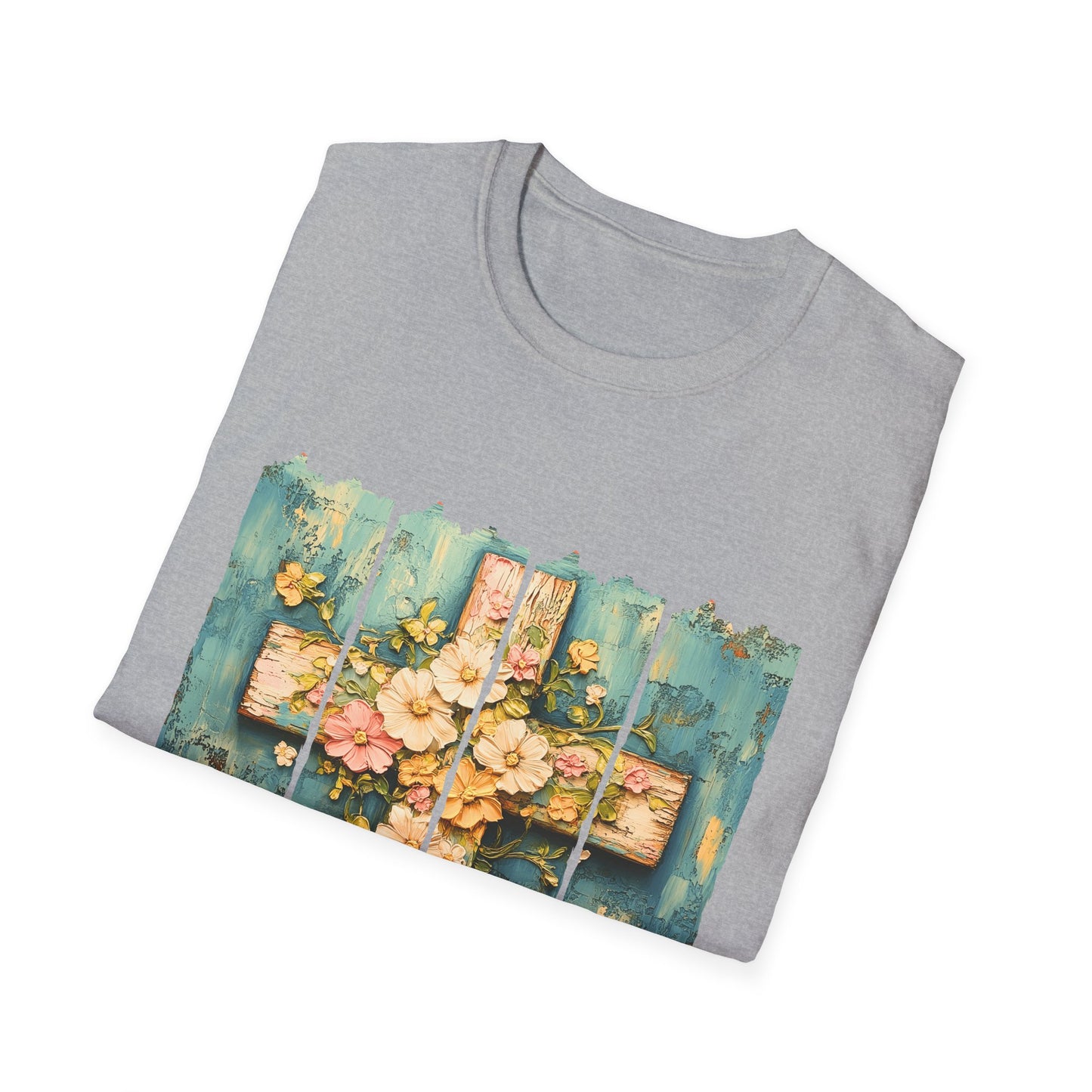 Floral Cross Christian T-Shirt — Faith, Hope & New Life Easter Tee