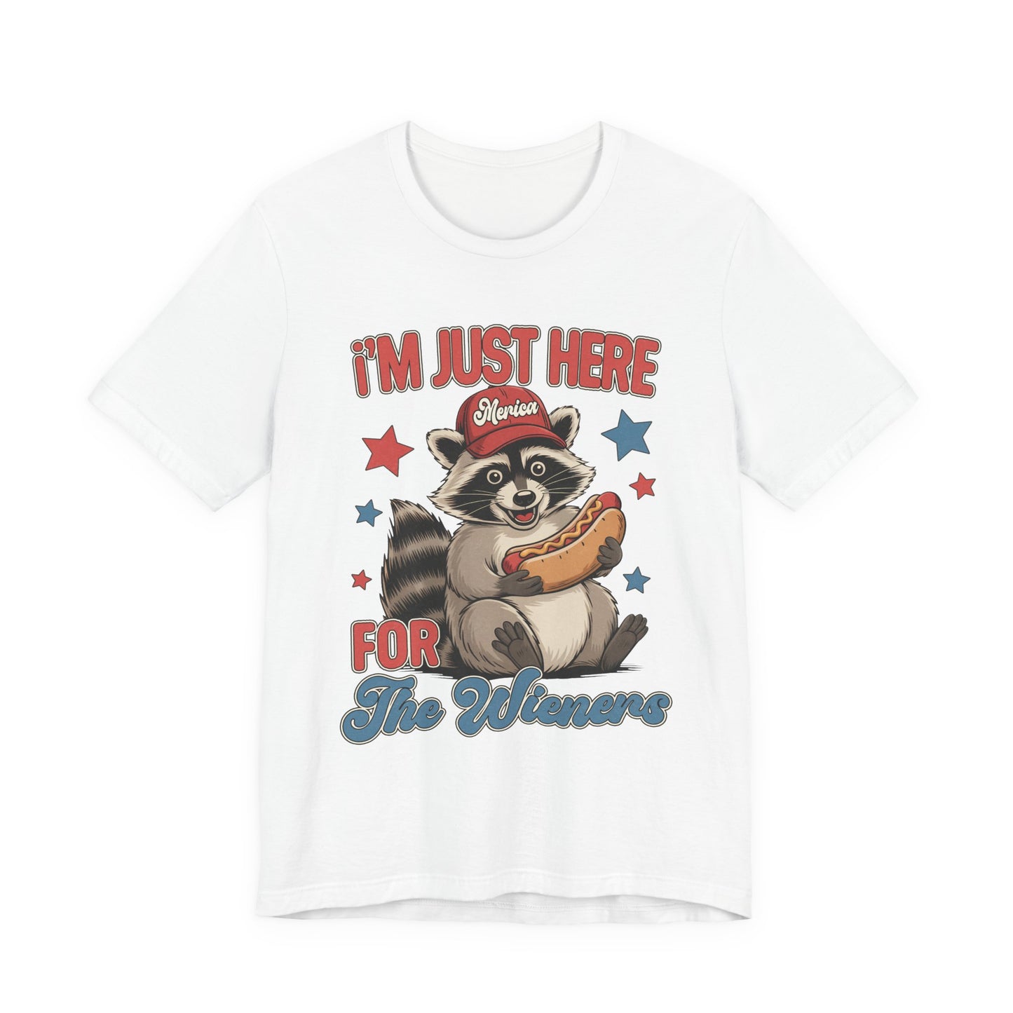 Patriotic Raccoon Hot Dog Tee — “I'm Just Here For The Winans” Graphic T-Shirt