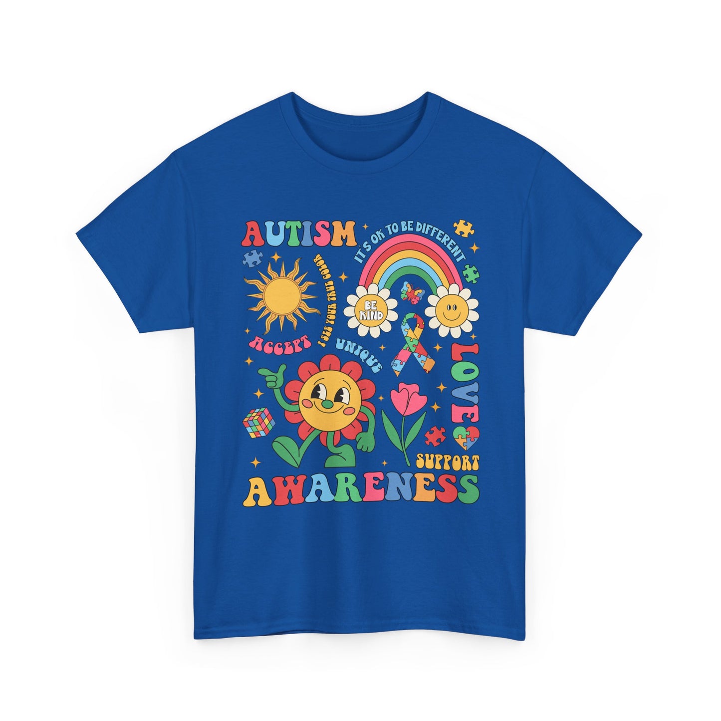Autism Awareness Rainbow Floral Tee — Love, Support & Awareness T-Shirt