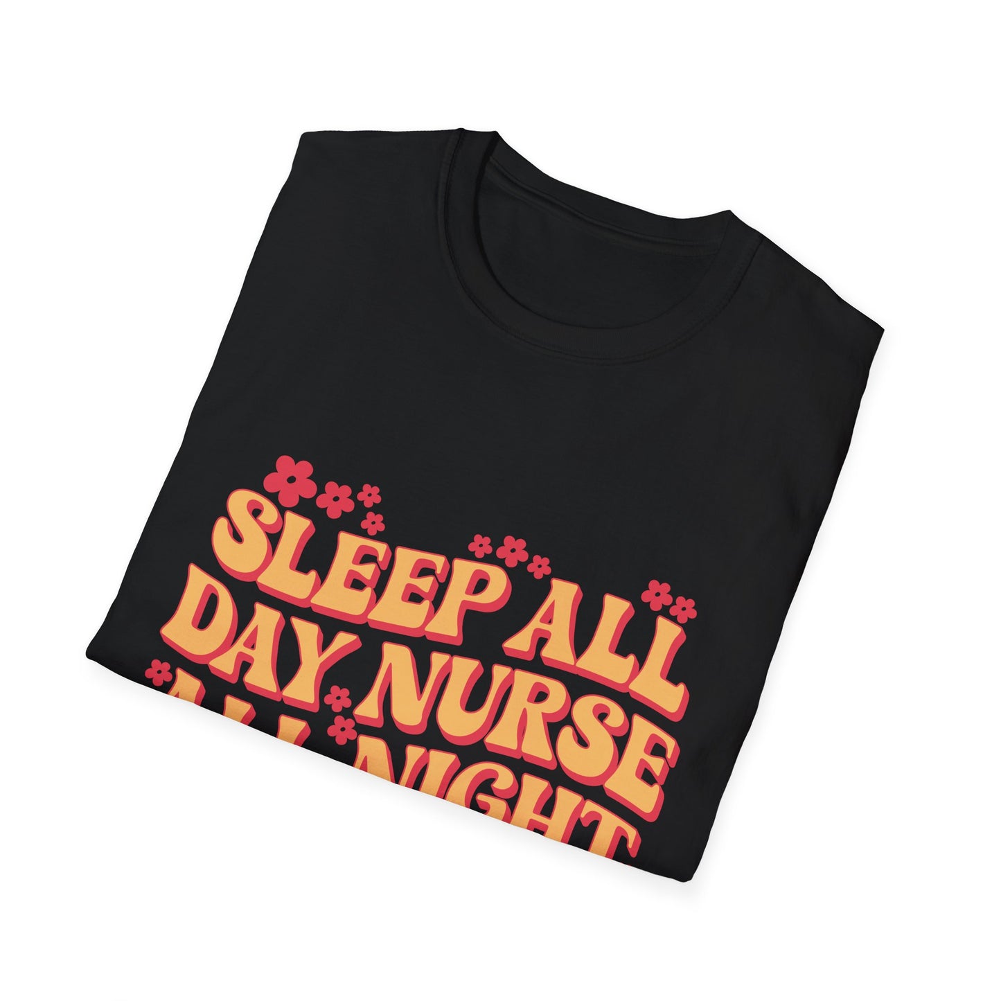 Nurse Life T-Shirt - "Sleep All Day, Nurse All Night" Retro Floral Tee