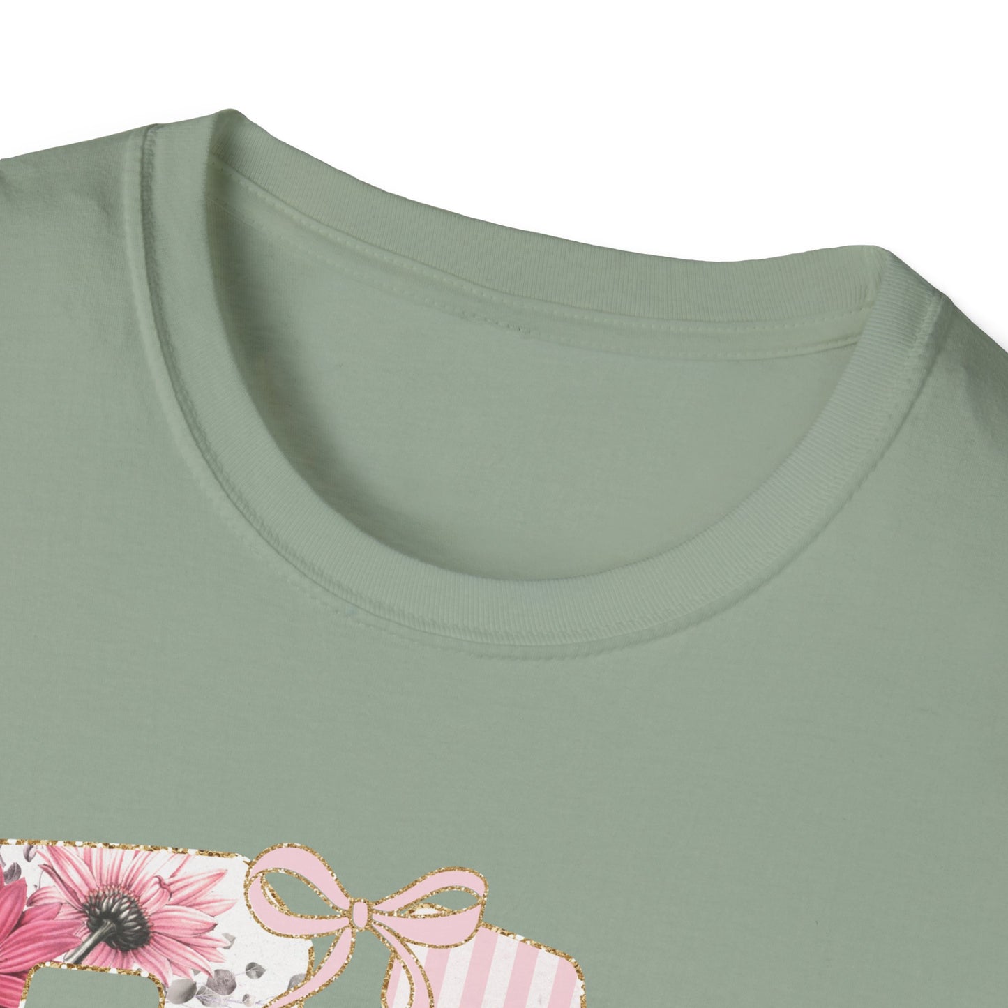 T-Shirt — RN Floral Script Design (Pink Stripes & Roses)