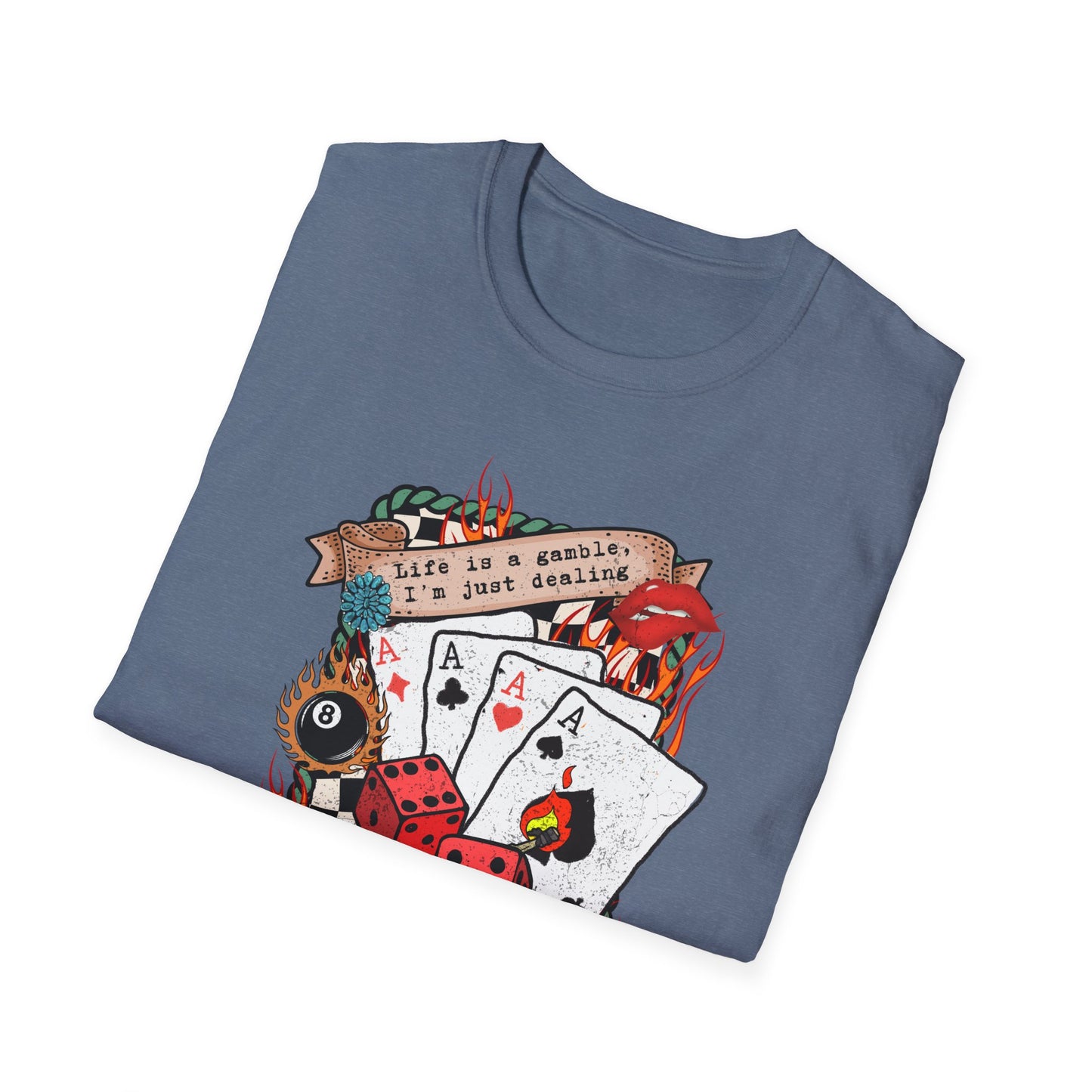 Casino Night Graphic T-Shirt — Aces, Dice & Retro Gaming Design