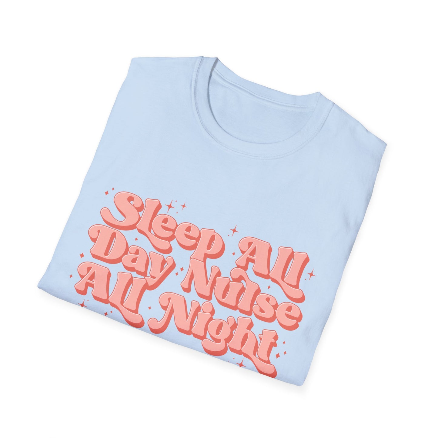 Sleep All Day Nurse All Night T-Shirt — Cute Retro Nurse Tee for Healthcare Workers