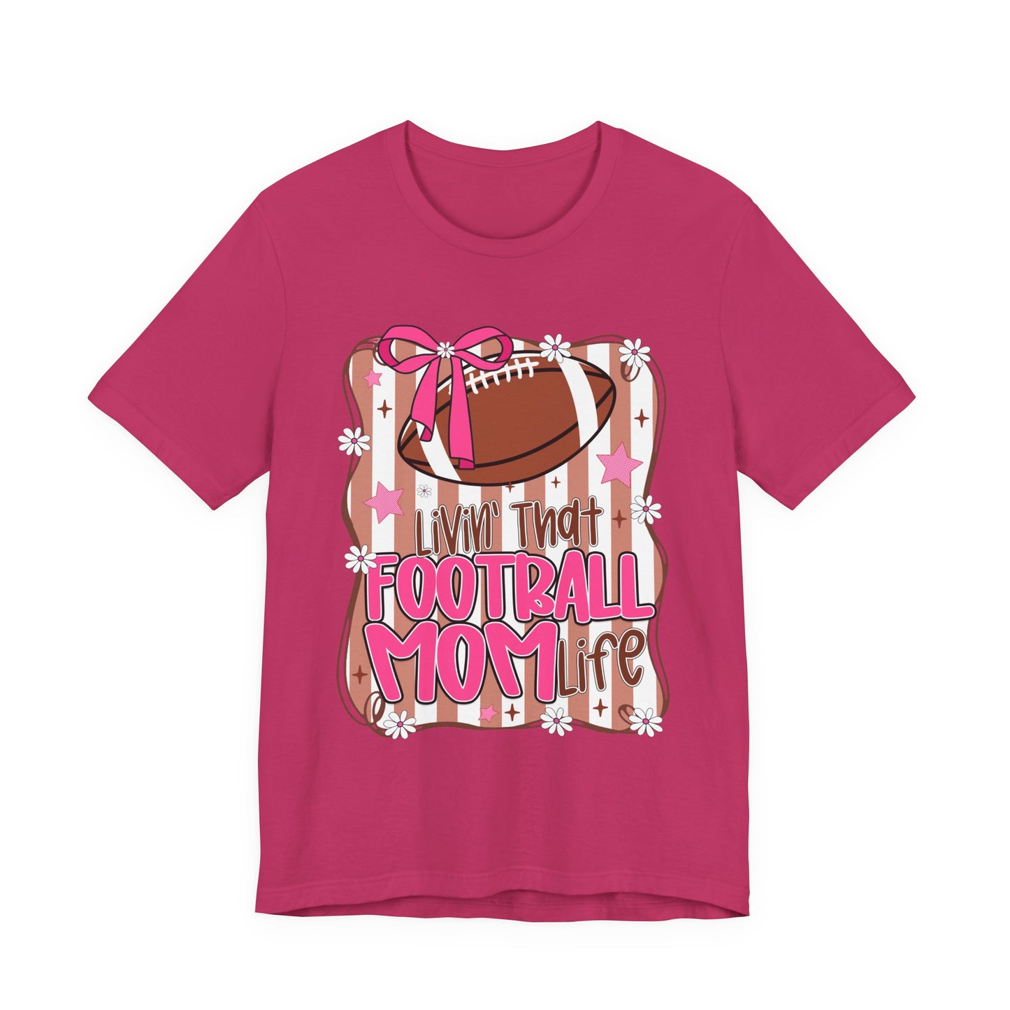 Football Mom Life T-Shirt — Pink Bow Football Mom Tee