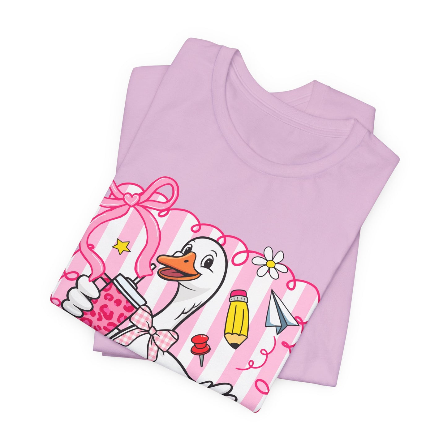Cute Goose Graphic Tee — School Supplies Back-to-School T-Shirt