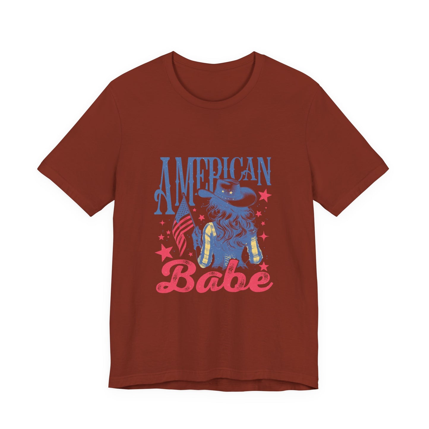 American Babe T-Shirt – Patriotic Cowgirl Stars & Stripes Tee (4th of July)
